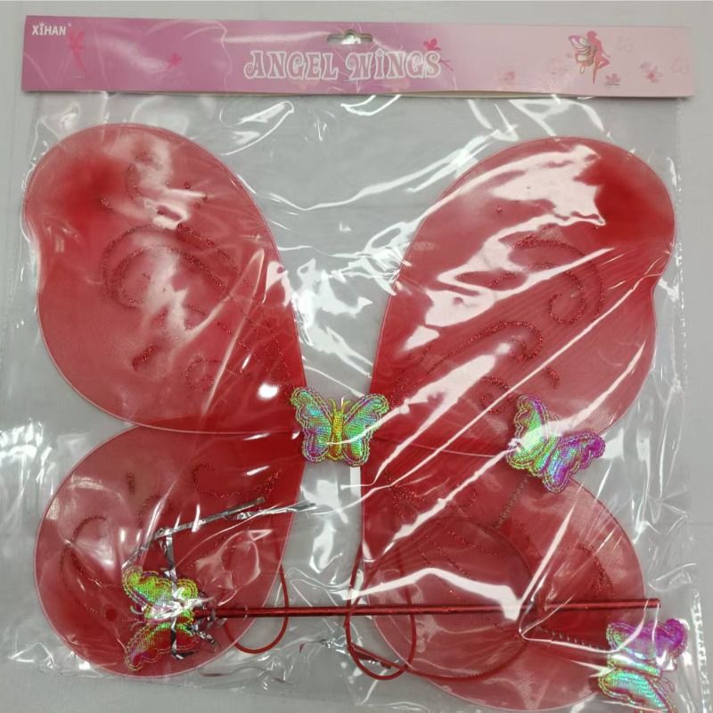 A 3-piece set of red butterfly wings