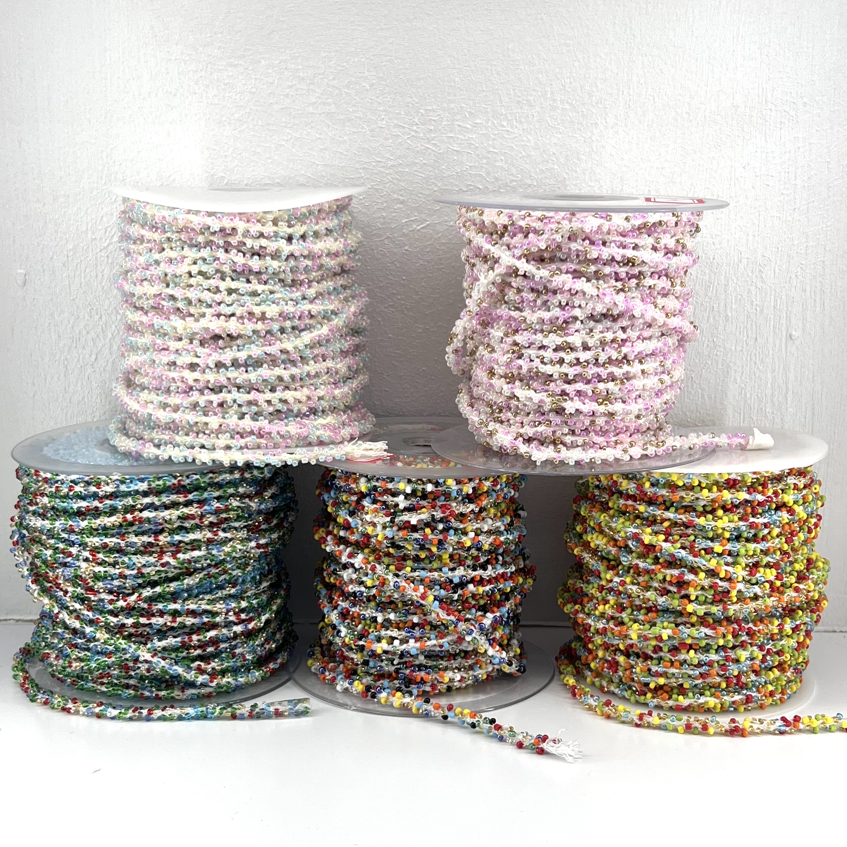 Colorful rice bead flower edge rope hair accessories, accessories, garment edge beaded accessories details Picture