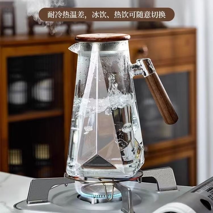 Thickened large-capacity glass cold water kettle and teapot for home living room, new Chinese-style water kettle with open flame refrigeration and explosion-proof cooling function detail image 4
