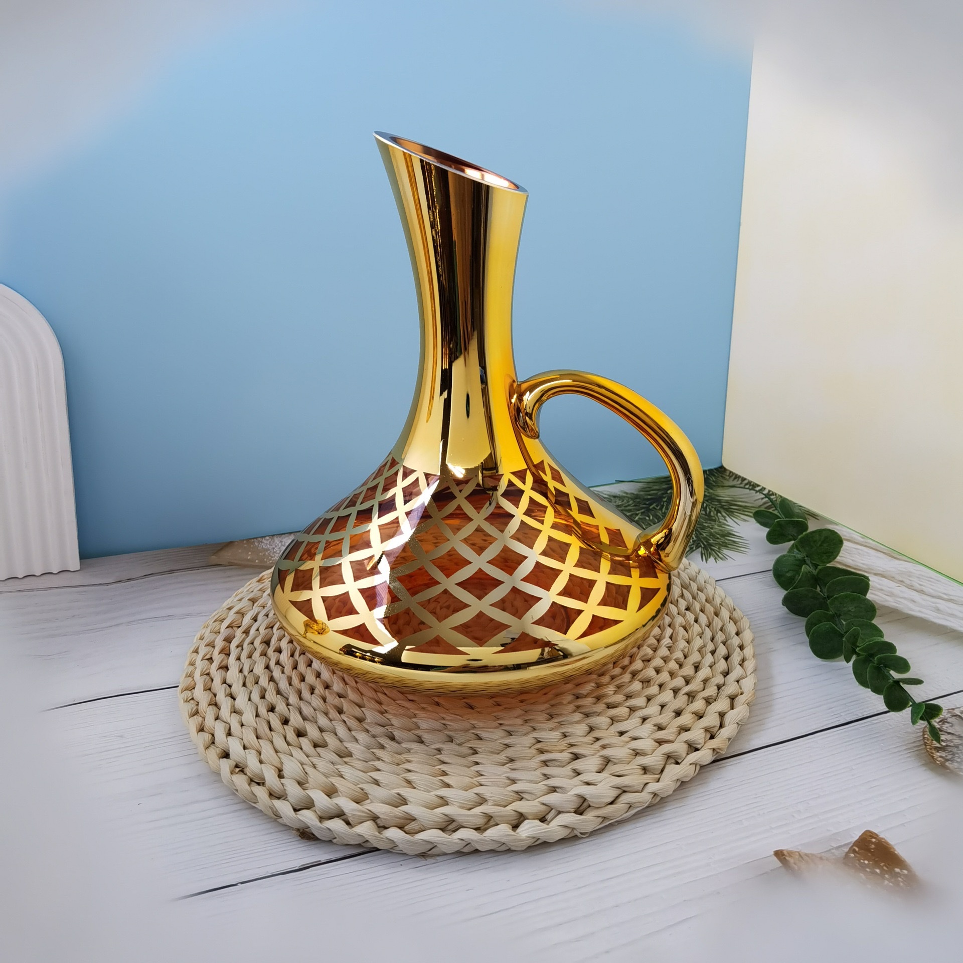 New cross-border tall glass wine dispenser, red wine glass electroplated handicraft, household wine glass decanter detail image 4