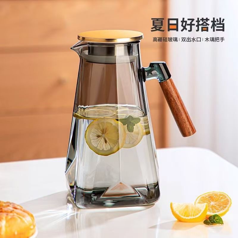 Thickened large-capacity glass cold water kettle and teapot for home living room, new Chinese-style water kettle with open flame refrigeration and explosion-proof cooling function detail image 6