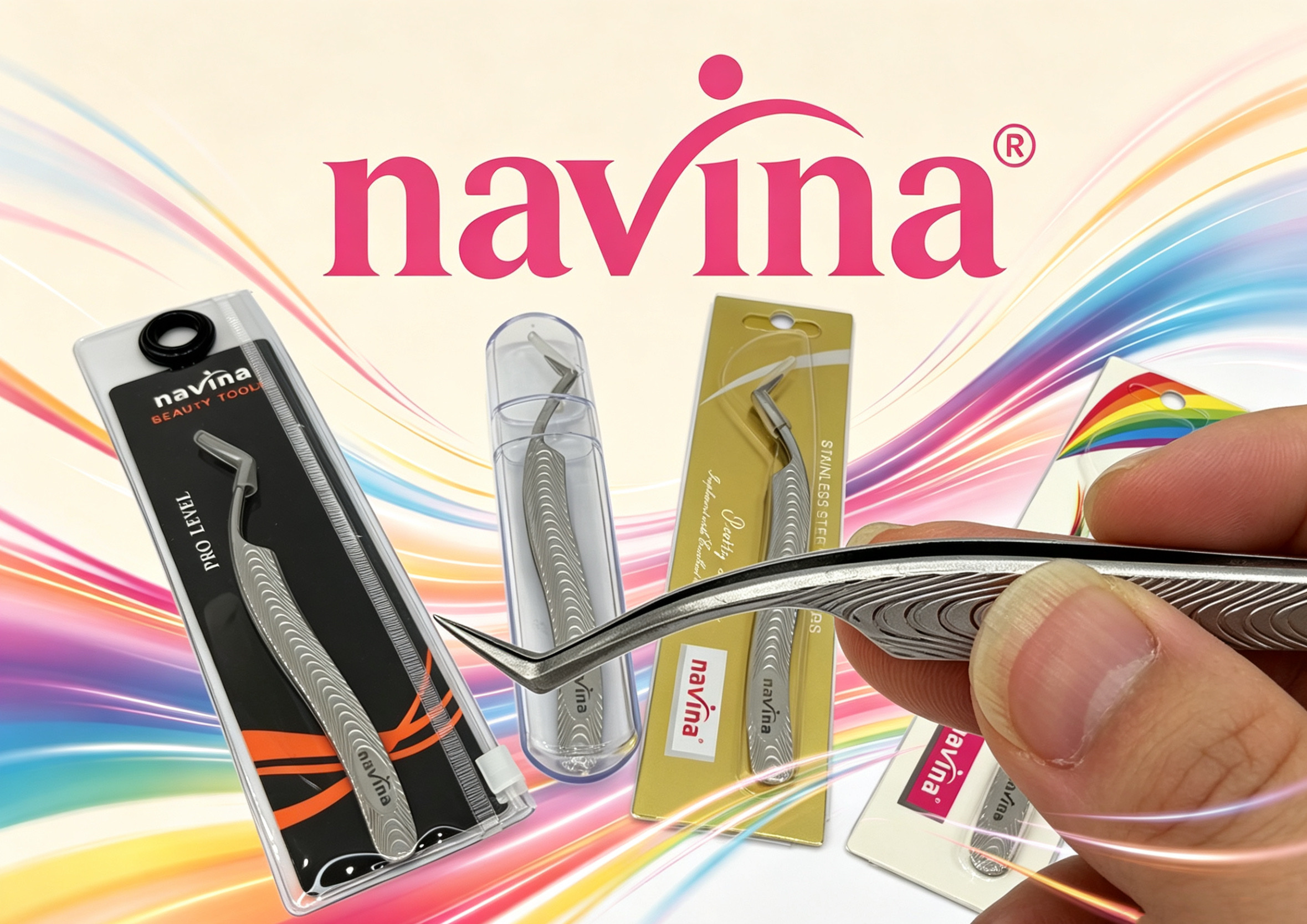 navina Yaweiya Eyelash Extension Special Tweezers Anti-slip water Ripple Universal Phoenix Clip, exclusively for export