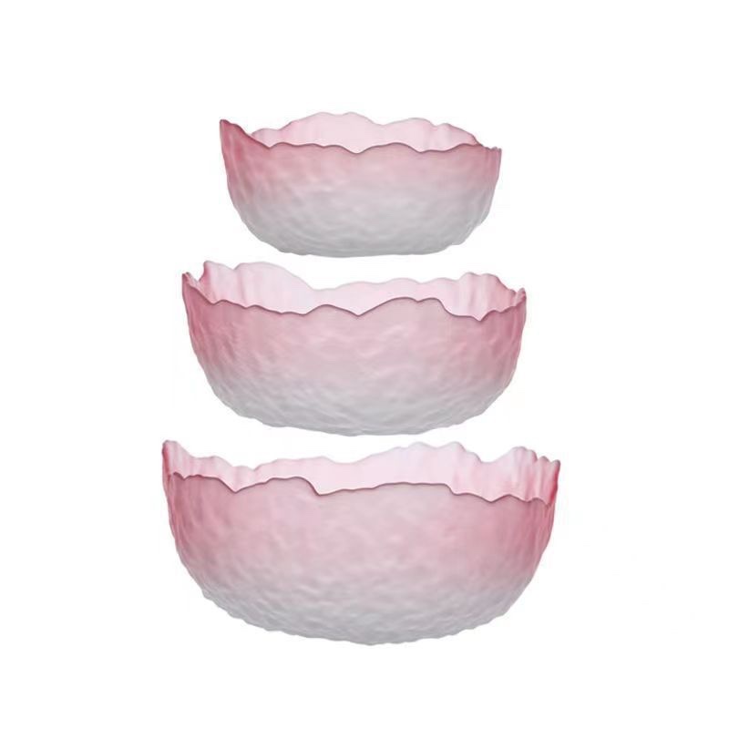 Japanese-style wax apple powder glass fruit salad bowl set, dessert bowl, light luxury and simple home fruit plate, food grade detail image 11
