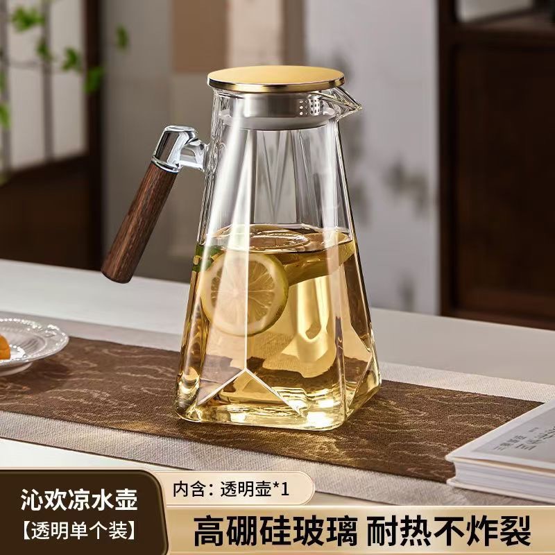 Thickened large-capacity glass cold water kettle and teapot for home living room, new Chinese-style water kettle with open flame refrigeration and explosion-proof cooling function detail image 7
