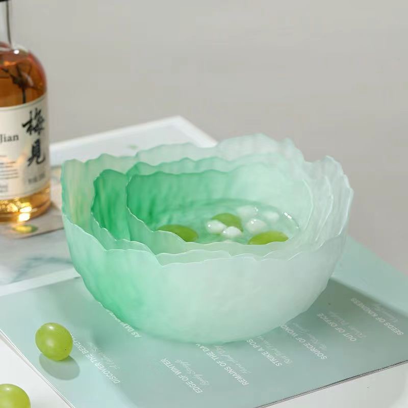 Japanese-style wax apple powder glass fruit salad bowl set, dessert bowl, light luxury and simple home fruit plate, food grade detail image 4