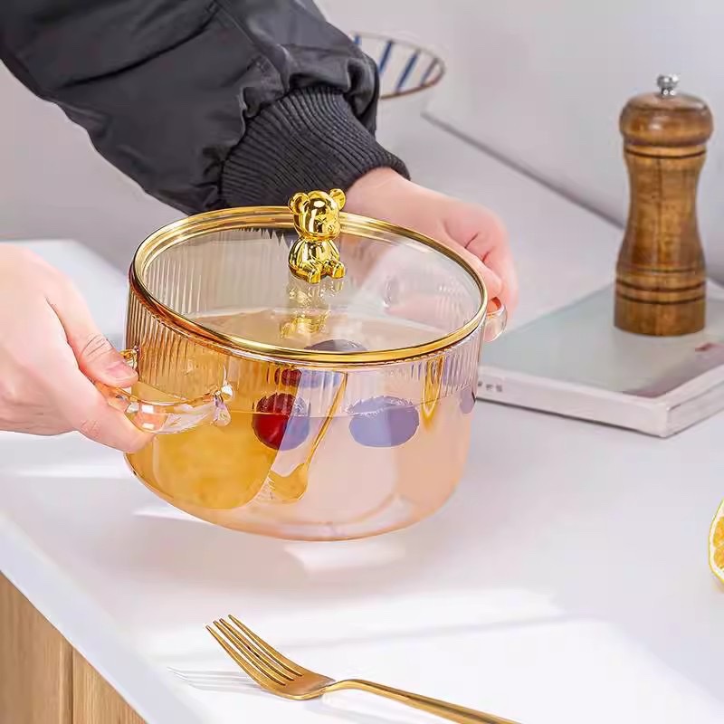 Wholesale thickened high borosilicate glass pot, double-ear pot, electric ceramic stove, open flame heating, glass pot for making soup and cooking noodles Specification image