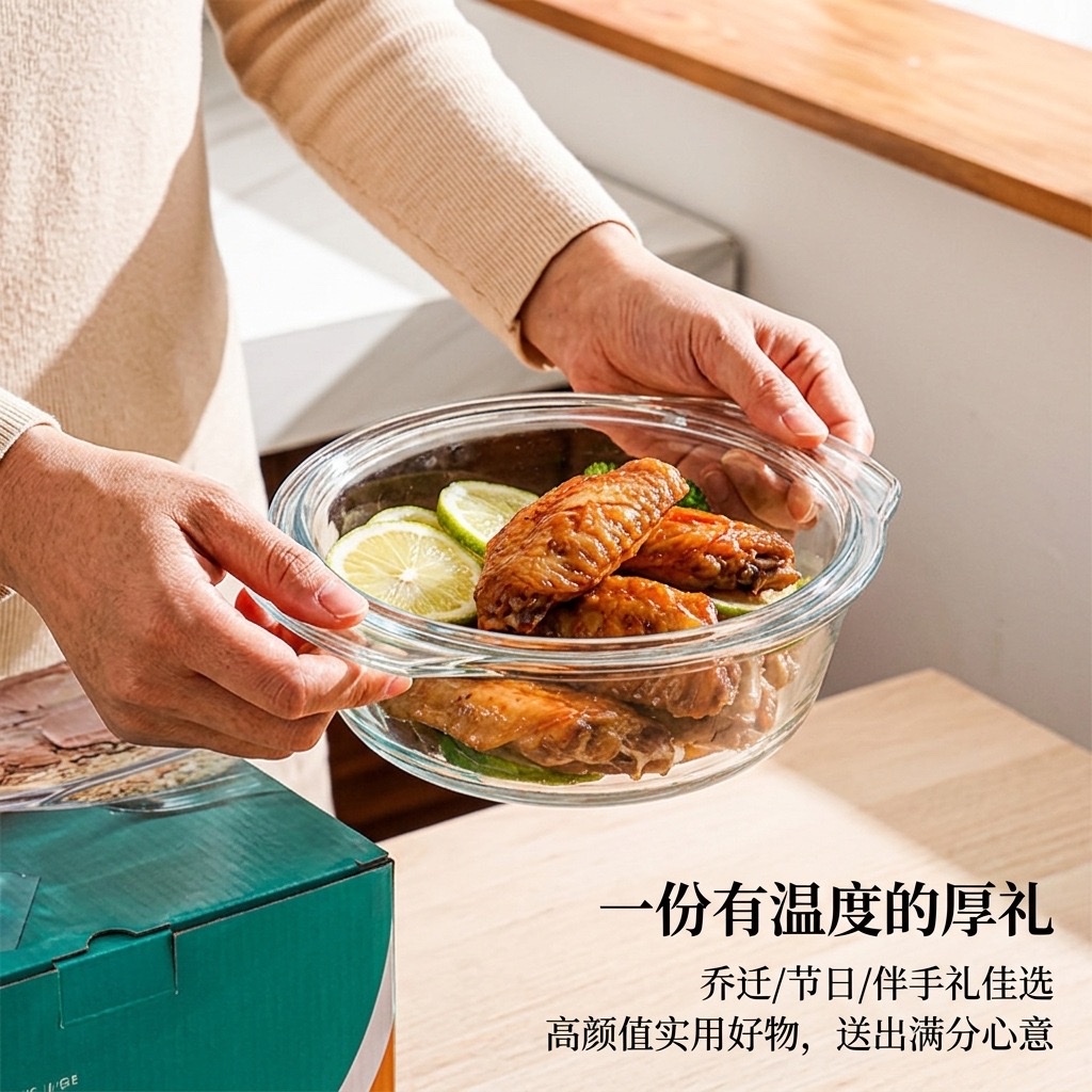 Microwave heat-resistant glass bowl, special utensils for heating rice, crystal pot, covered tableware, baking bowl, household instant noodle soup pot Application Scenario