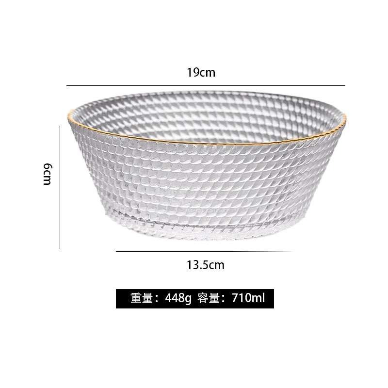 Wholesale of 2025 new style glass salad bowls with high appearance standards, Japanese-style golden-edge fruit platters, and household dessert soup bowl sets Application Scenario