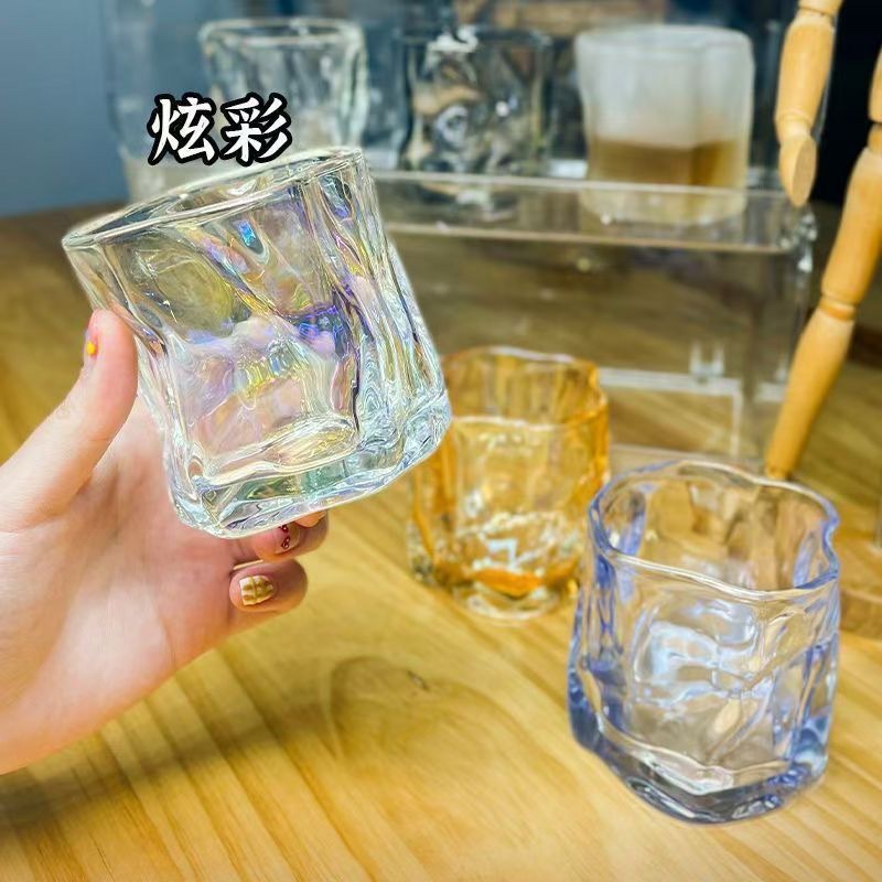 Ins-style Niu Niu cup cold drink juice irregular special wine glass Amber cup summer high appearance level souvenir cup details Picture