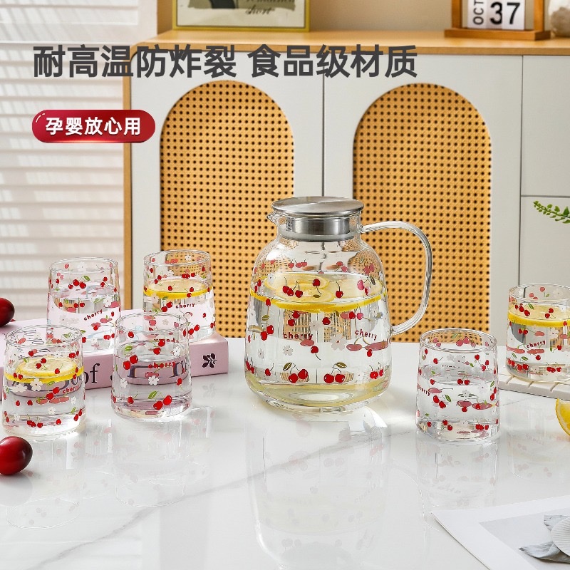 Flower pot, cool water bottle, heat-resistant glass, household cold water bottle, cool boiled water cup, teapot set, new style, fresh and clean