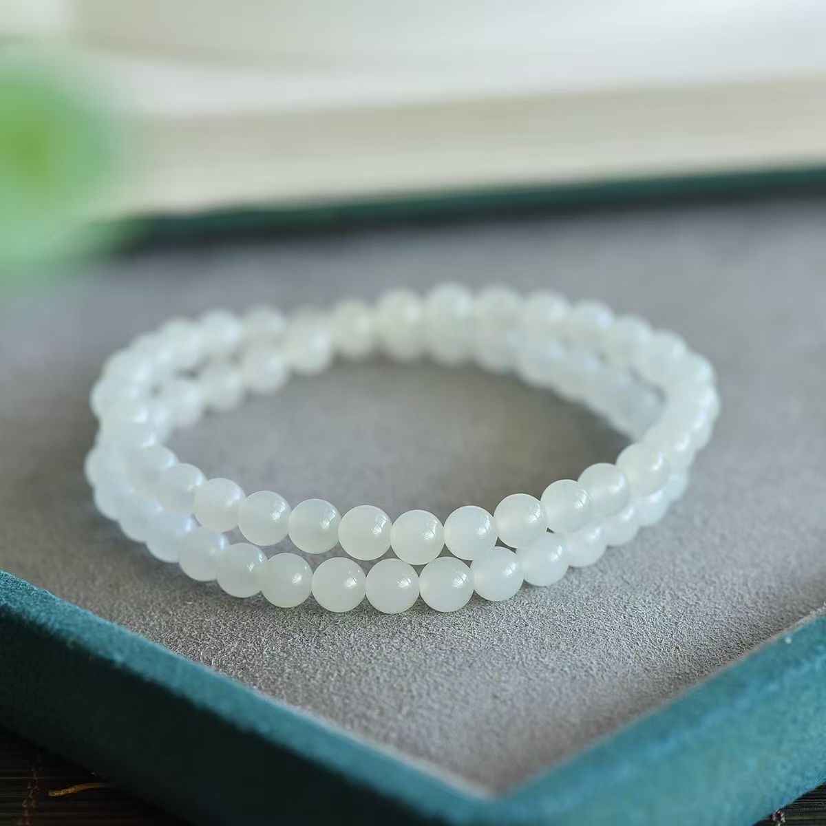 Hetian jade bracelet, double-ring white jade bracelet, women's style, light luxury, niche and exquisite jade bracelet