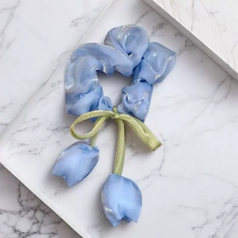 珠光郁金香立体花朵头饰甜美大肠发圈女头饰发绳清新头绳头饰详情图7