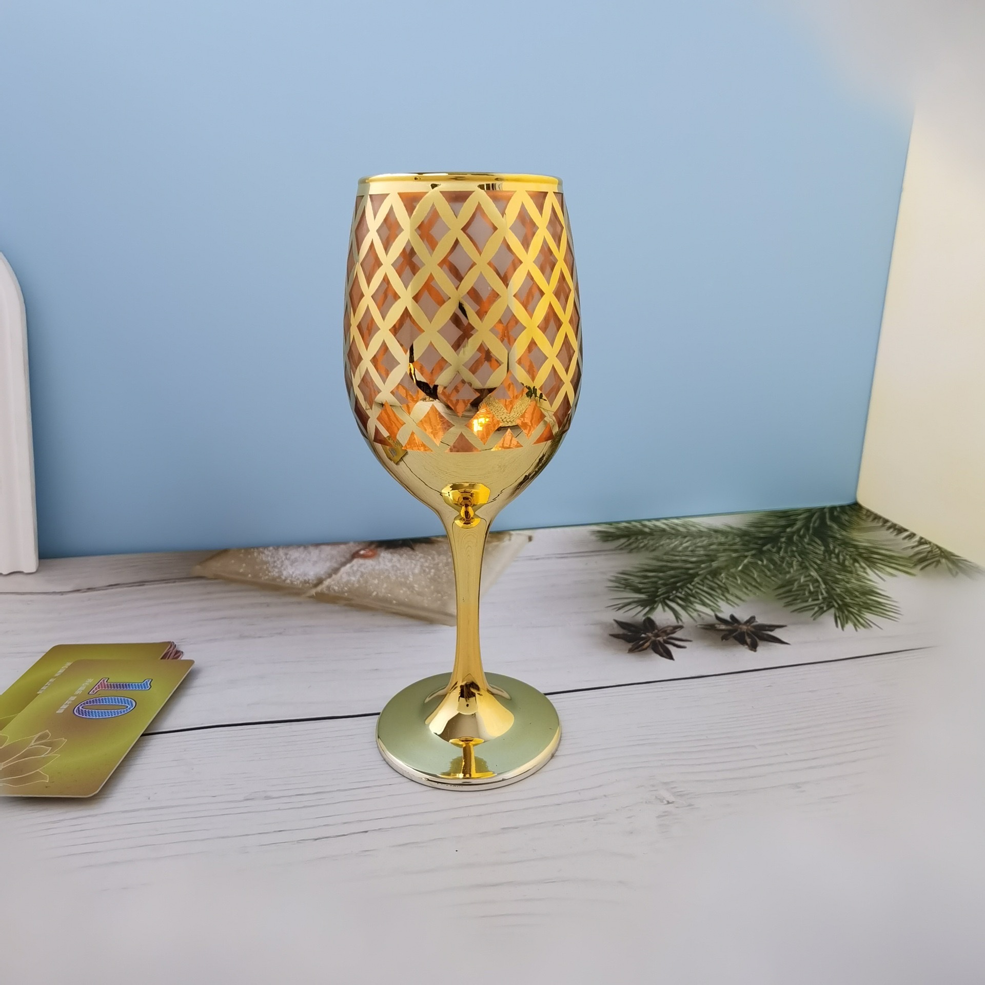 New cross-border tall glass wine dispenser, red wine glass electroplated handicraft, household wine glass decanter Specification image