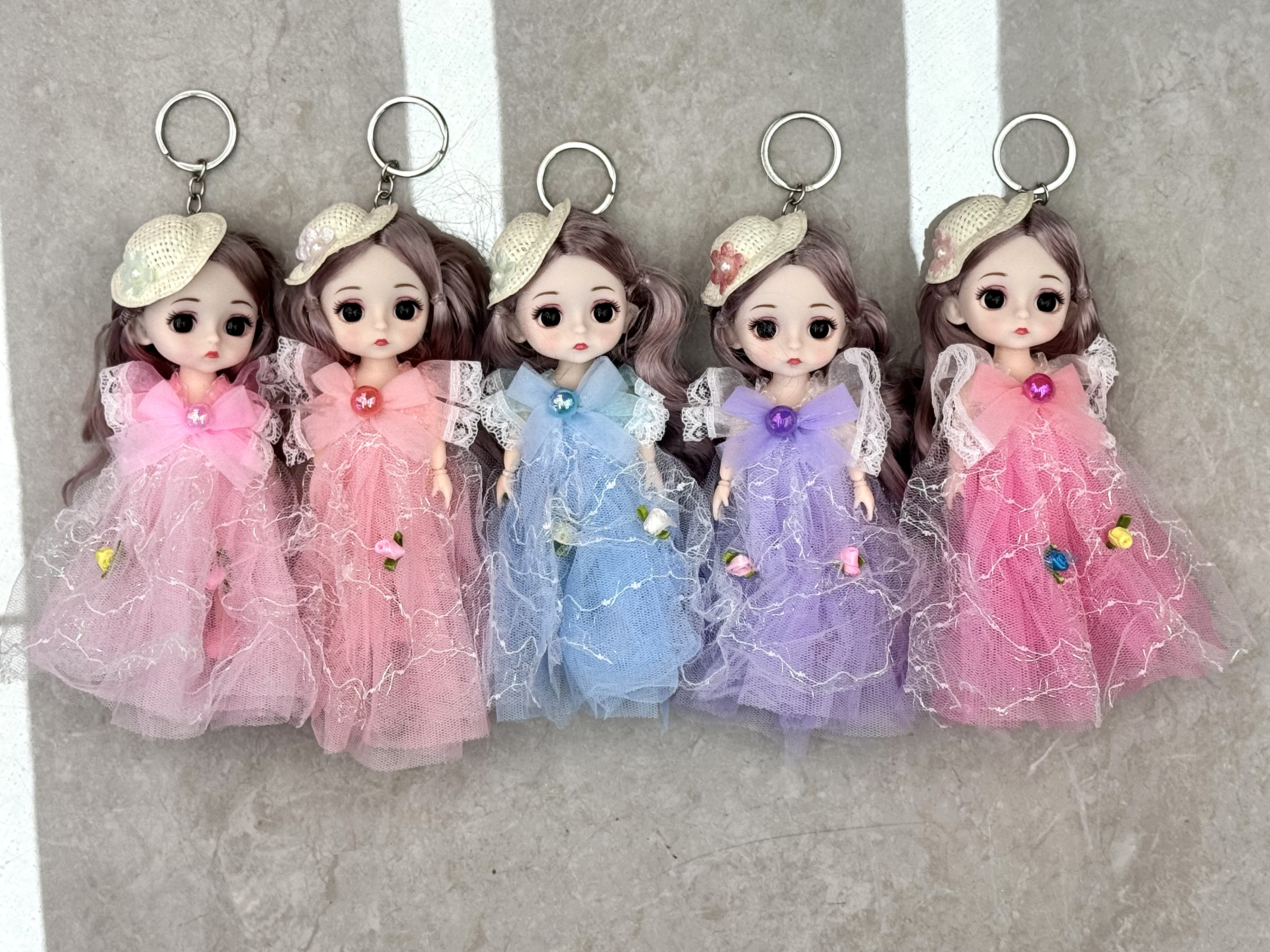 6-inch cute keychain doll, Barbie figurine pendant, student schoolbag accessory, girl gift