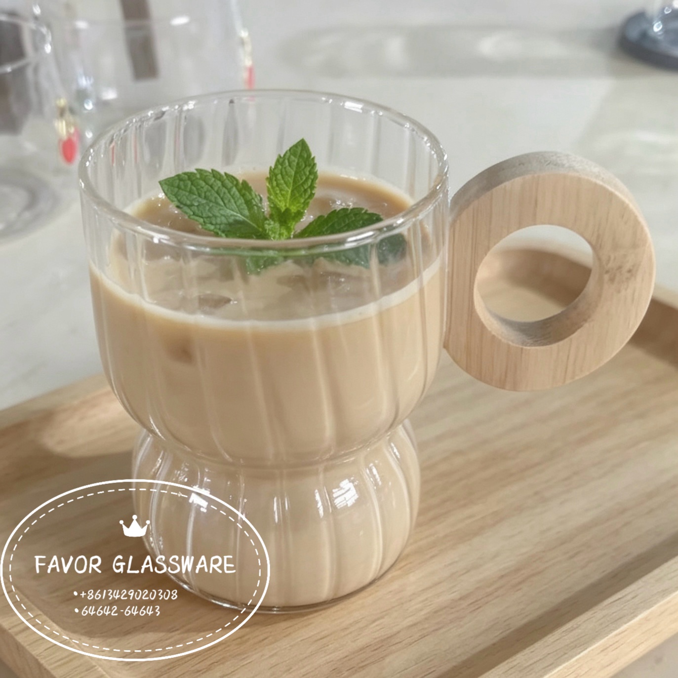 Simple, thickened single-layer juice drink cup with handle, high borosilicate glass transparent household milk cup, coffee cup Item Picture