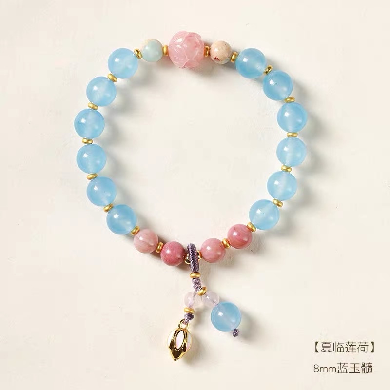 天然蓝黄玉髓手串精致高级感礼物新中式手链女白底实物图