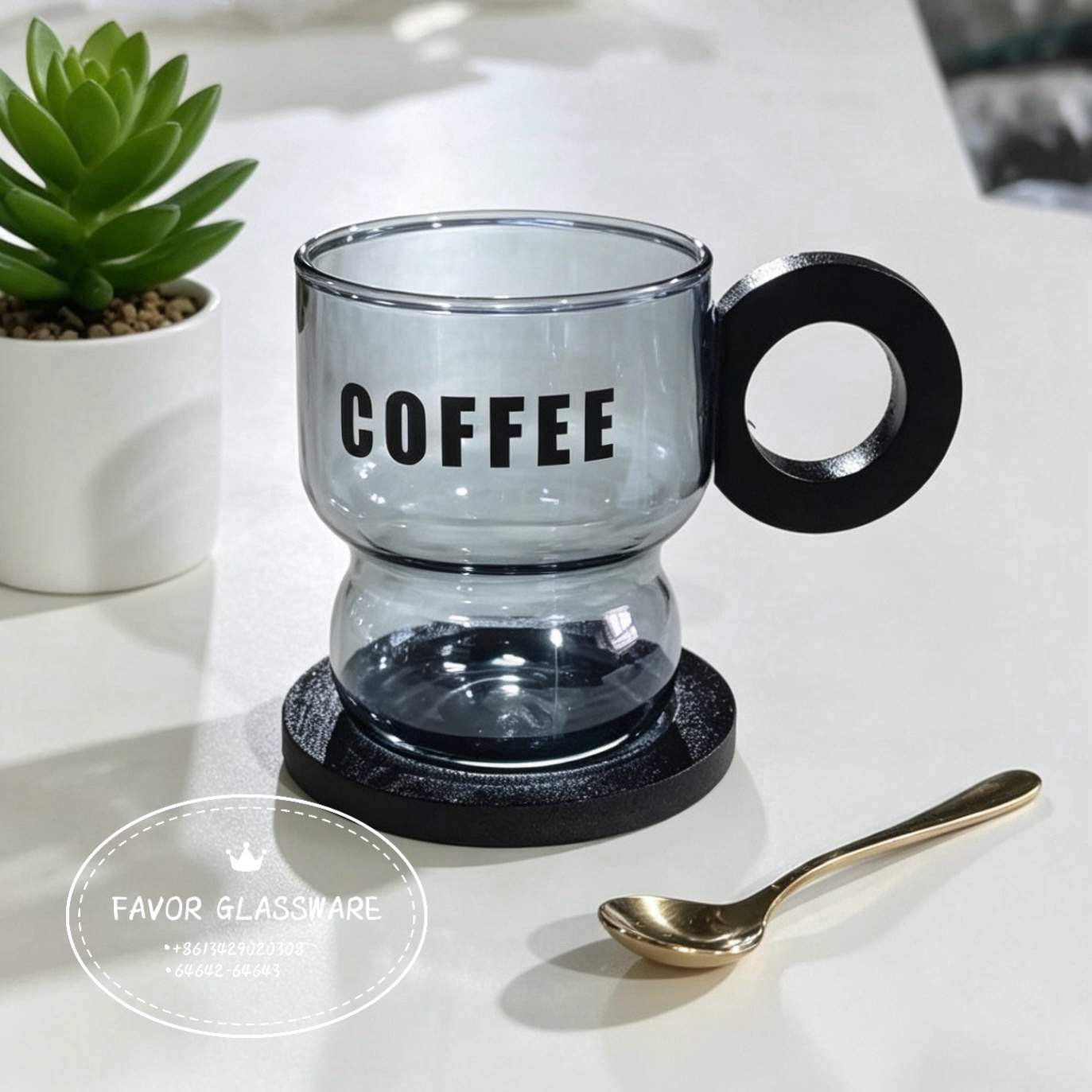Simple, thickened single-layer juice drink cup with handle, high borosilicate glass transparent household milk cup, coffee cup detail image 9