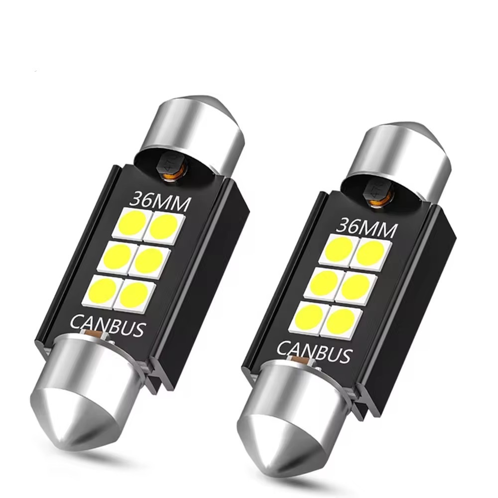 Automotive LED roof light, double-pointed light, 30306 SMD, high-brightness can bus reading light, license plate light, 31MM Application Scenario