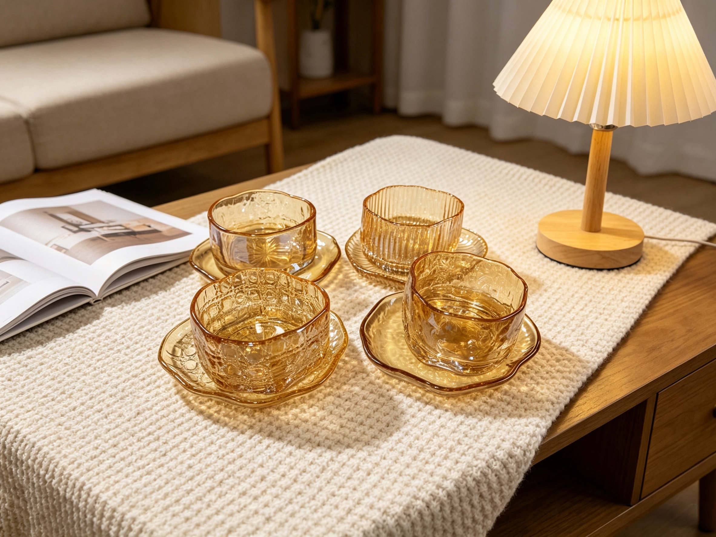 Ins-style irregular cloud plate, glass and plate set, fruit and pastry plate, light luxury and high-end dessert bowl, amber exit