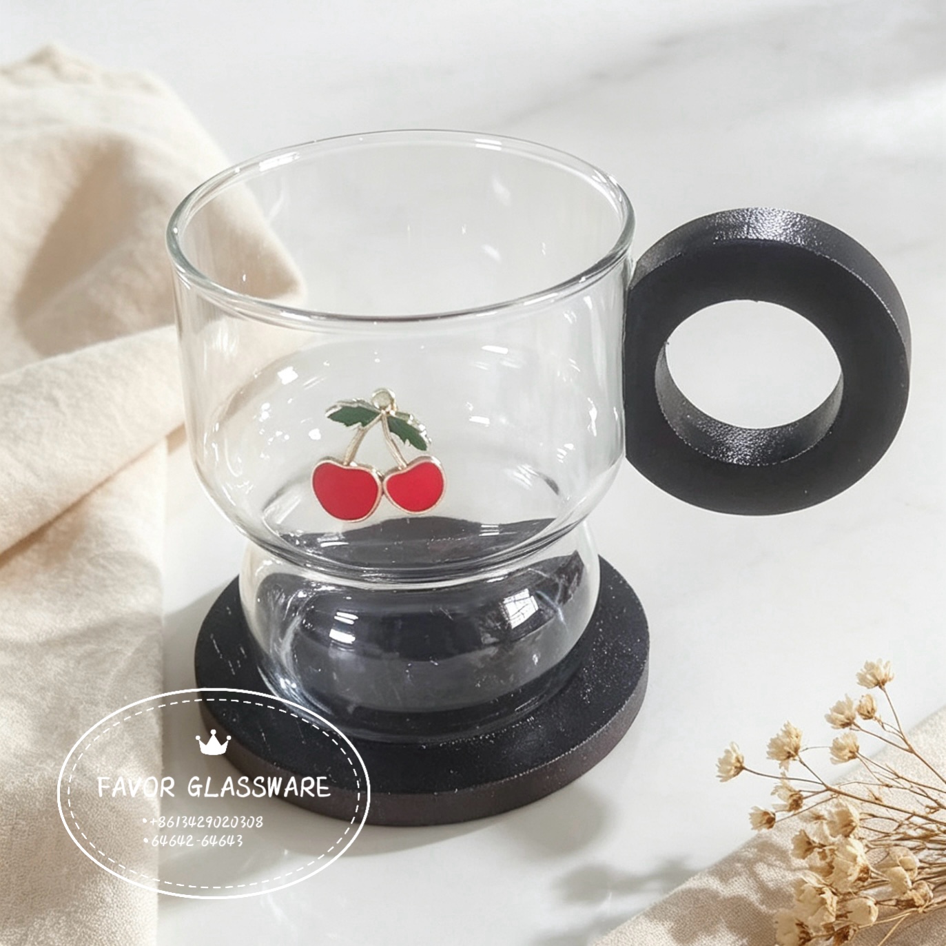 Simple, thickened single-layer juice drink cup with handle, high borosilicate glass transparent household milk cup, coffee cup detail image 10