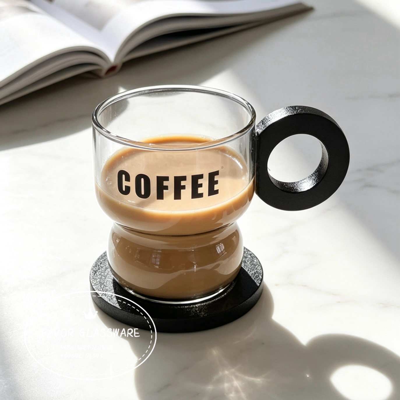 Simple, thickened single-layer juice drink cup with handle, high borosilicate glass transparent household milk cup, coffee cup detail image 8