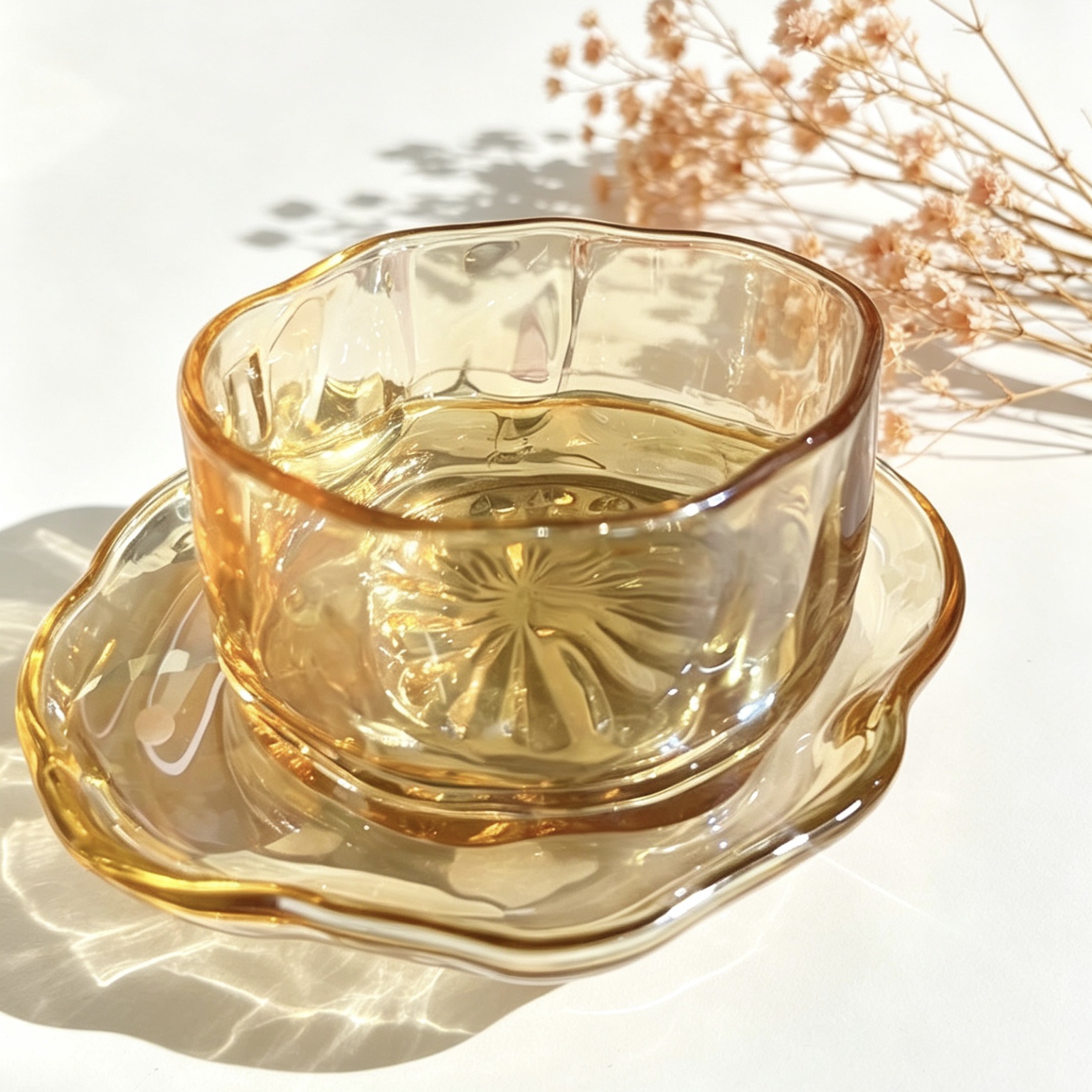 Ins-style irregular cloud plate, glass and plate set, fruit and pastry plate, light luxury and high-end dessert bowl, amber exit detail image 4