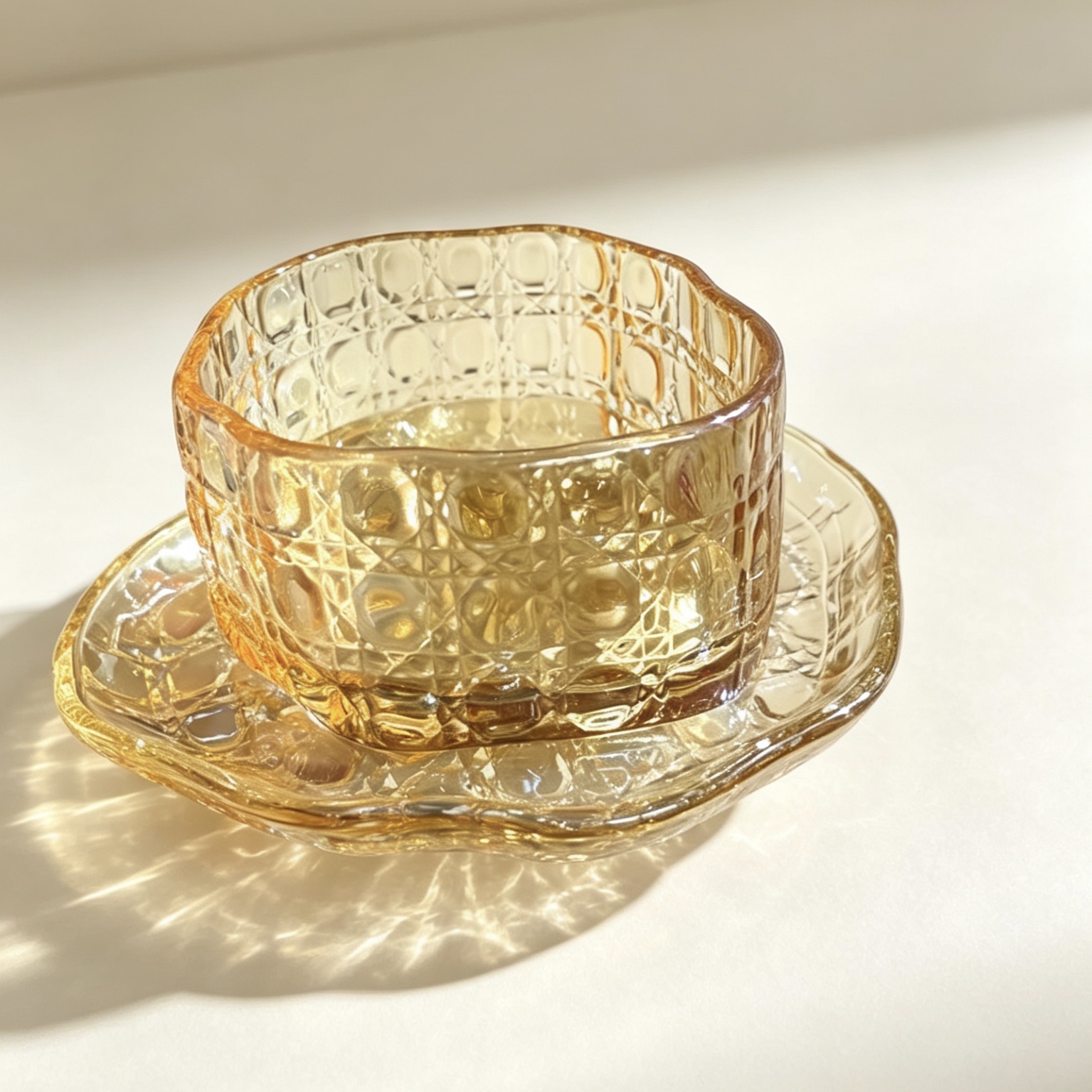 Ins-style irregular cloud plate, glass and plate set, fruit and pastry plate, light luxury and high-end dessert bowl, amber exit detail image 6