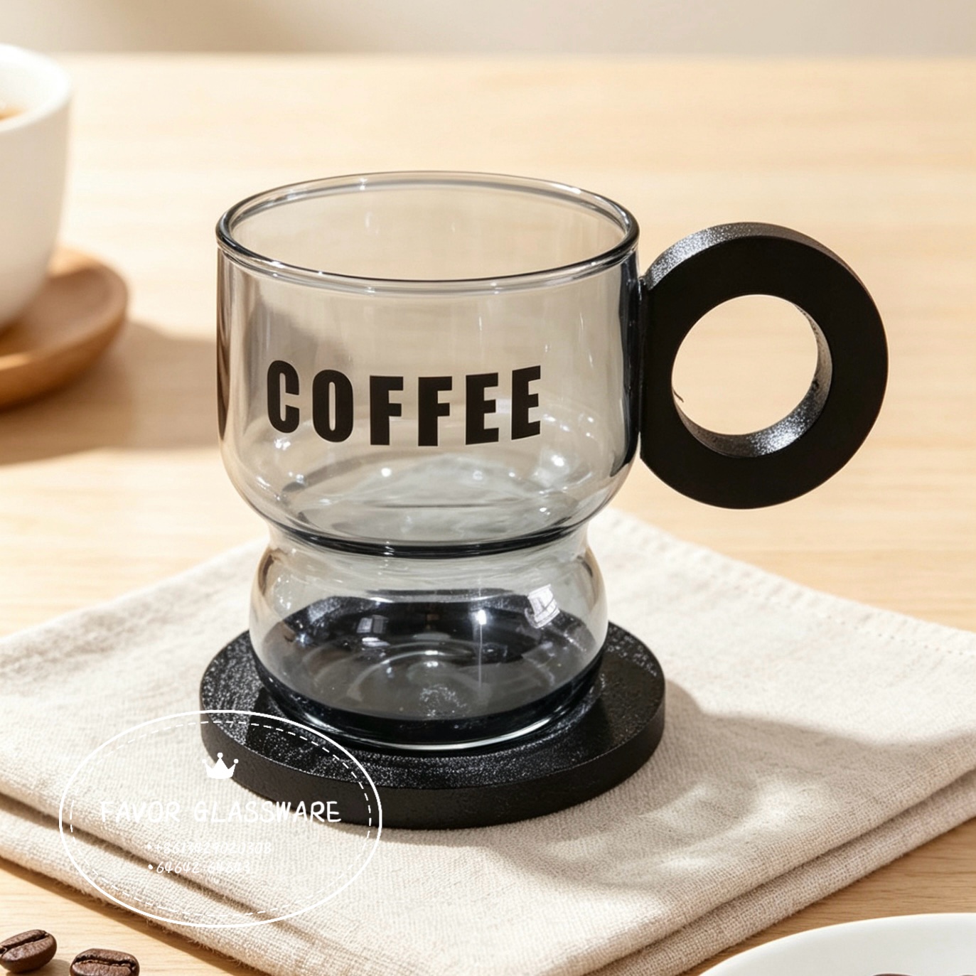 Simple, thickened single-layer juice drink cup with handle, high borosilicate glass transparent household milk cup, coffee cup detail image 7