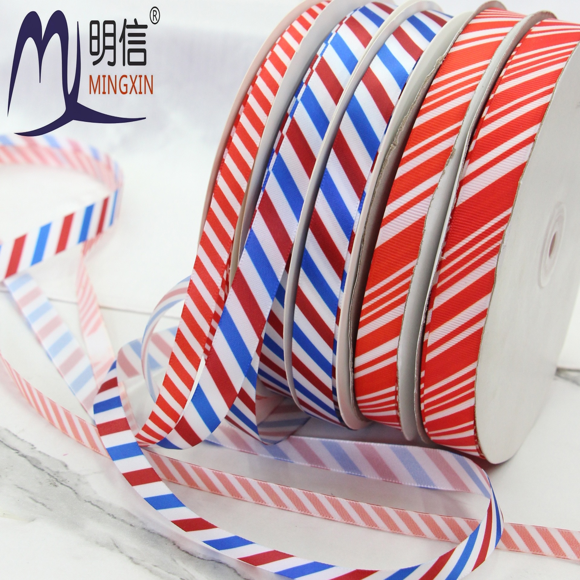 跨境节日斜条纹螺纹蝴蝶结织带丝带礼盒包装装饰辅料