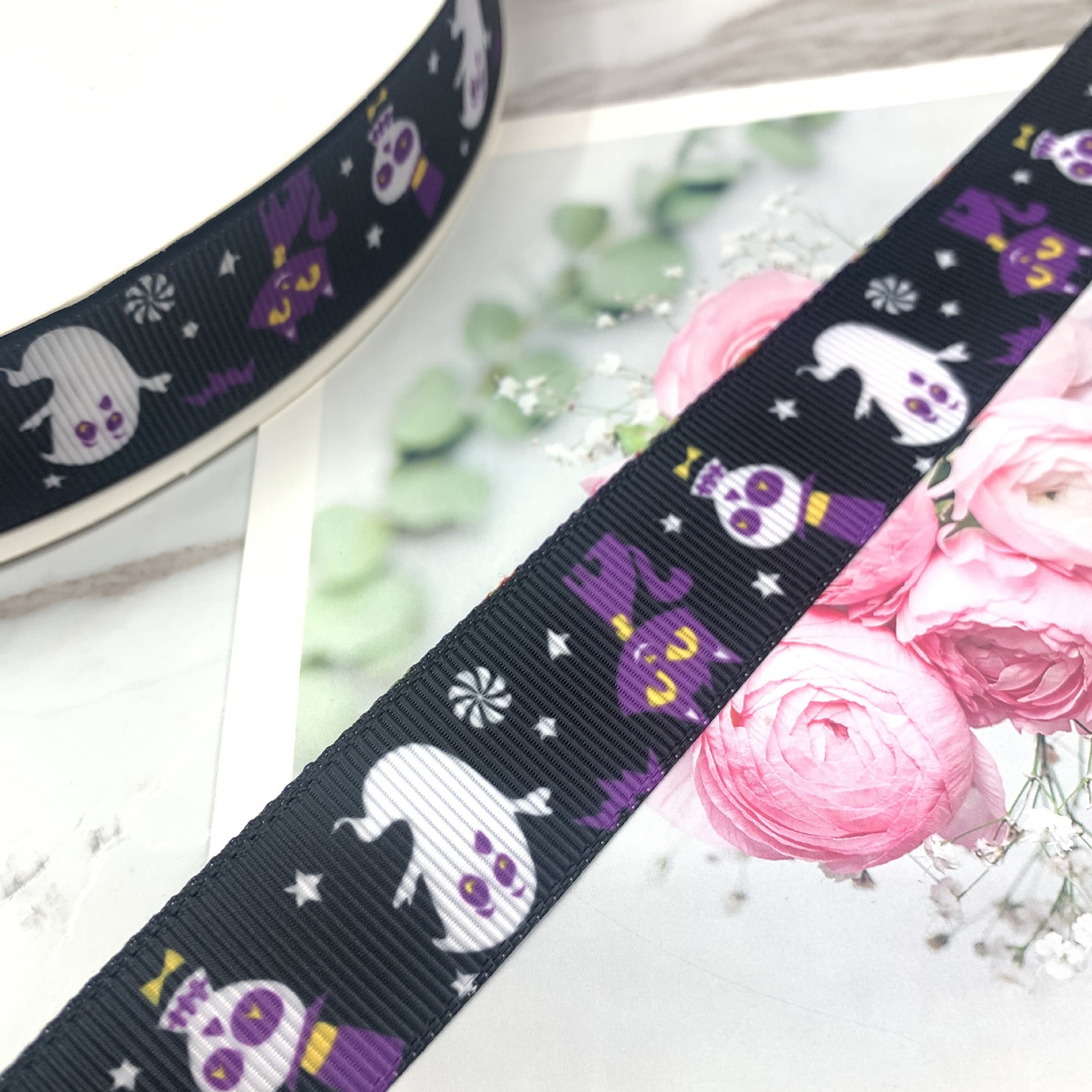 New Halloween printed webbing, DIY handmade materials, gift box packaging, ribbon clothing accessories, ribbon wholesale detail image 18