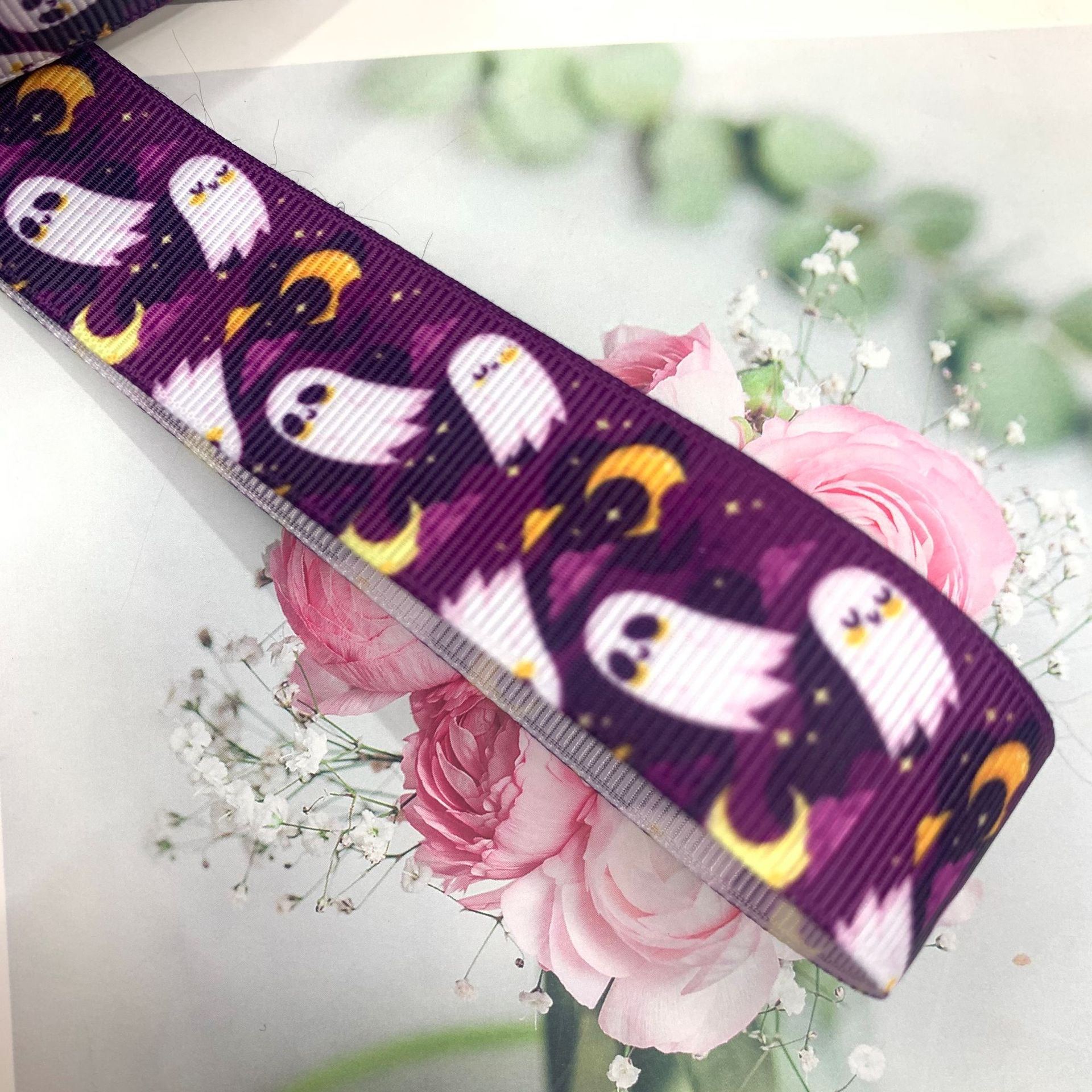 New Halloween printed webbing, DIY handmade materials, gift box packaging, ribbon clothing accessories, ribbon wholesale detail image 10