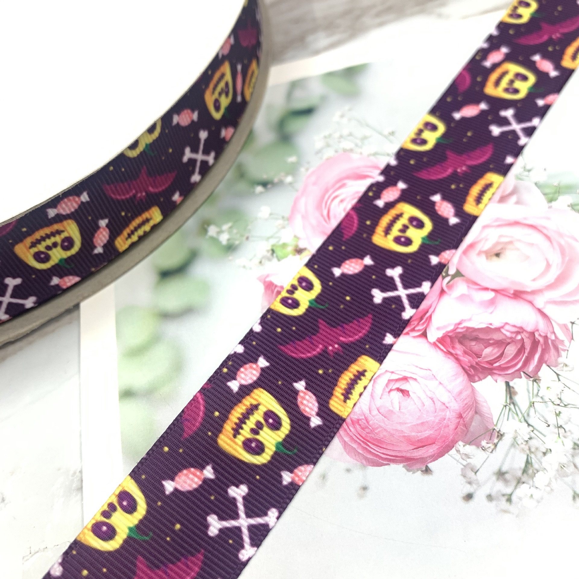 New Halloween printed webbing, DIY handmade materials, gift box packaging, ribbon clothing accessories, ribbon wholesale detail image 8
