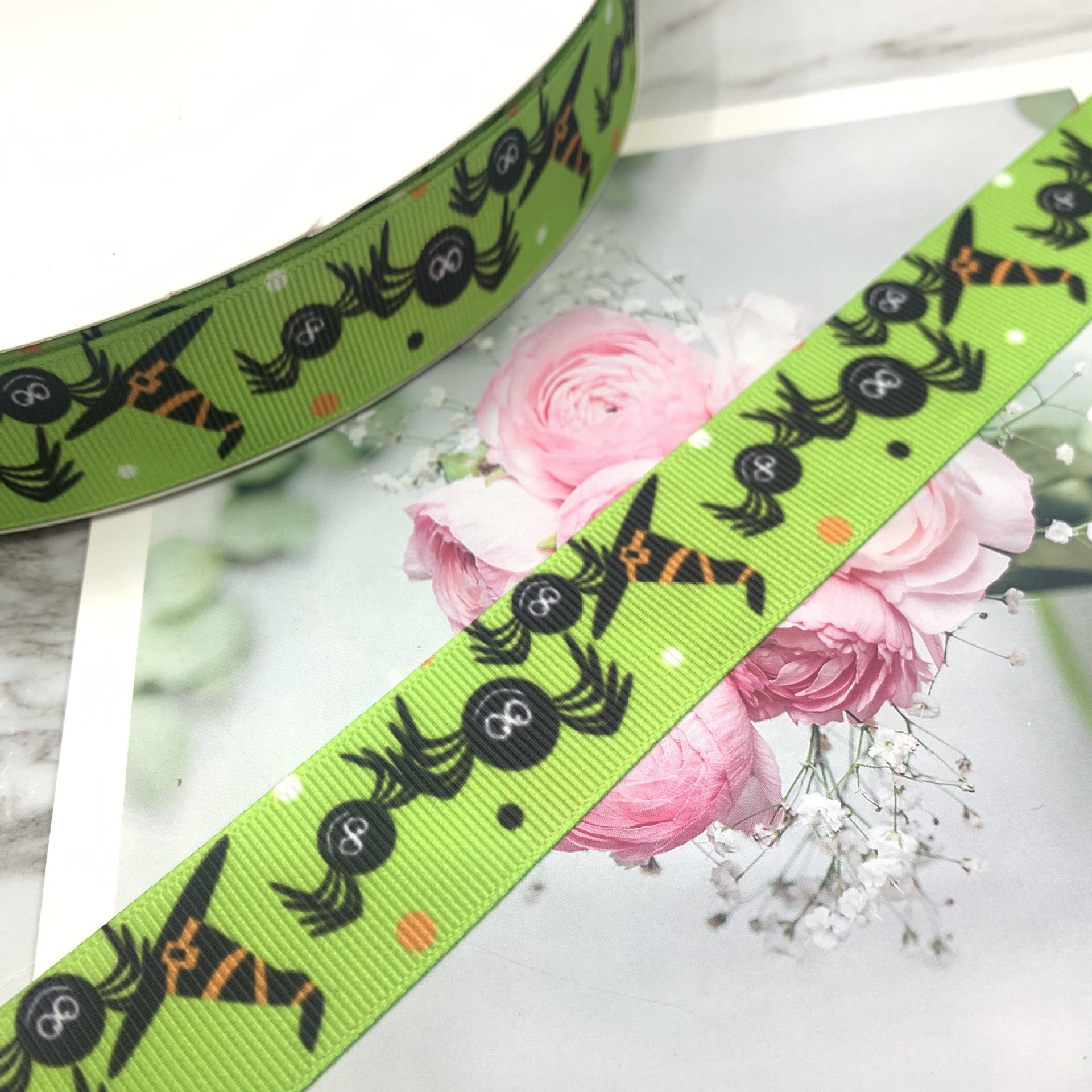 New Halloween printed webbing, DIY handmade materials, gift box packaging, ribbon clothing accessories, ribbon wholesale Item Picture