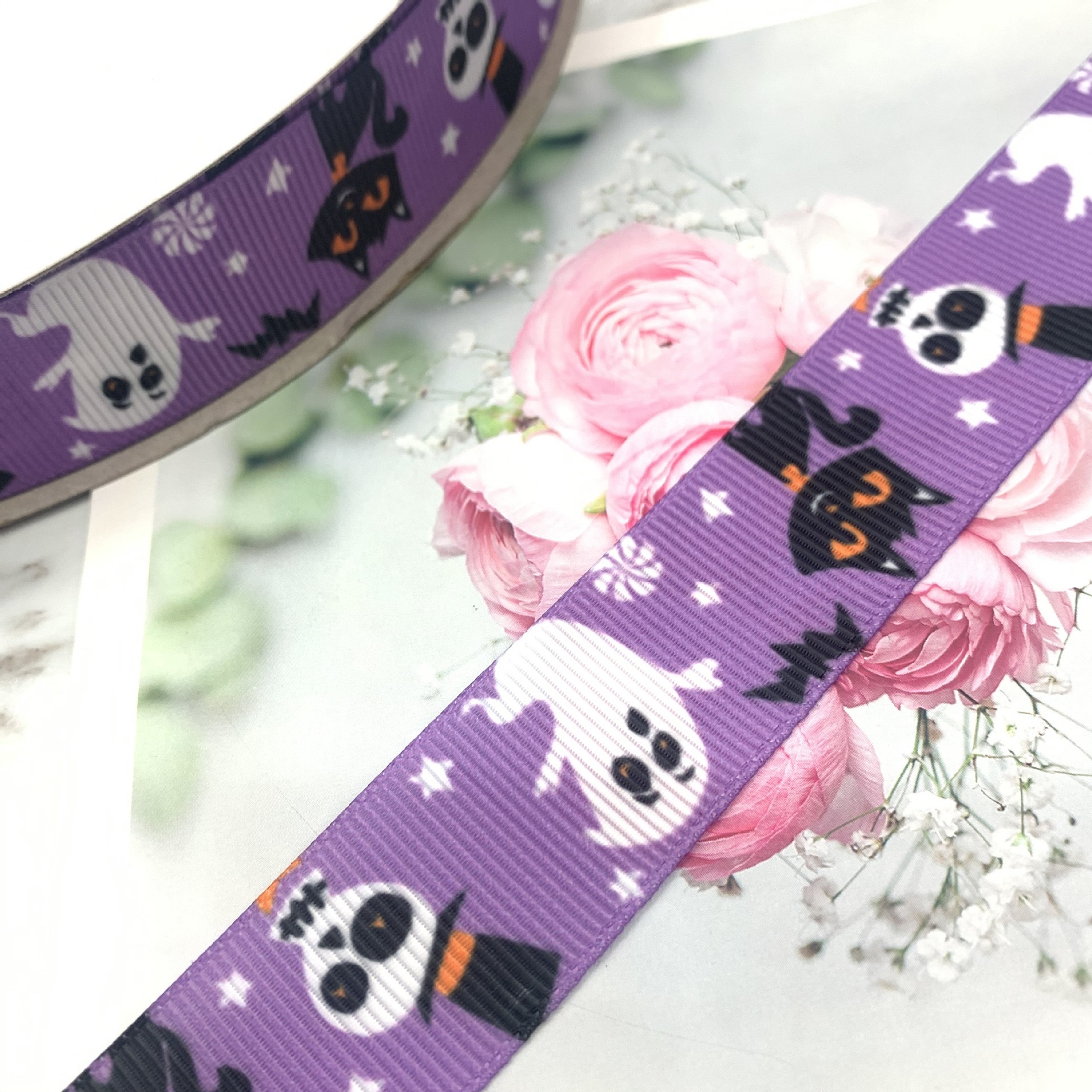New Halloween printed webbing, DIY handmade materials, gift box packaging, ribbon clothing accessories, ribbon wholesale detail image 11
