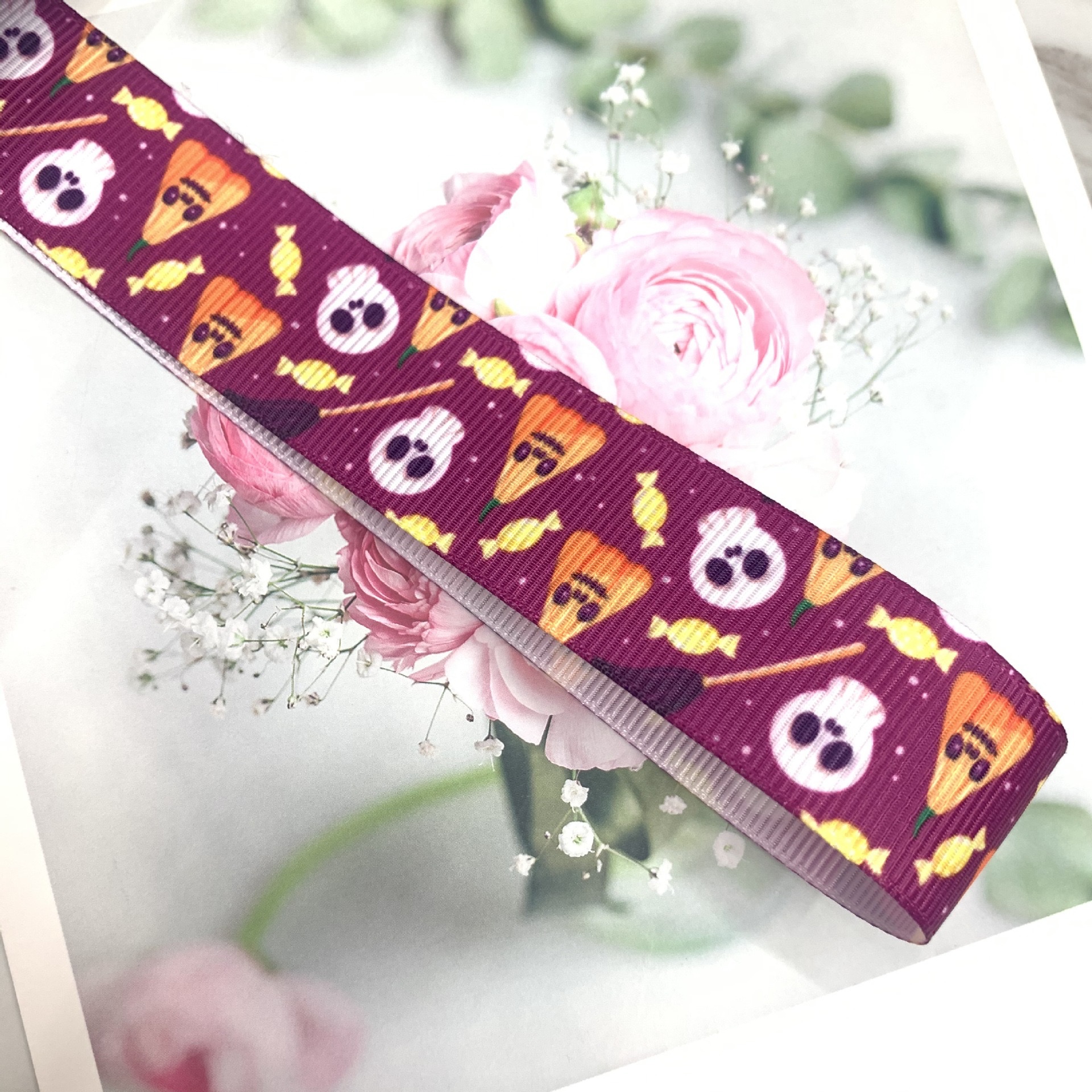 New Halloween printed webbing, DIY handmade materials, gift box packaging, ribbon clothing accessories, ribbon wholesale detail image 4