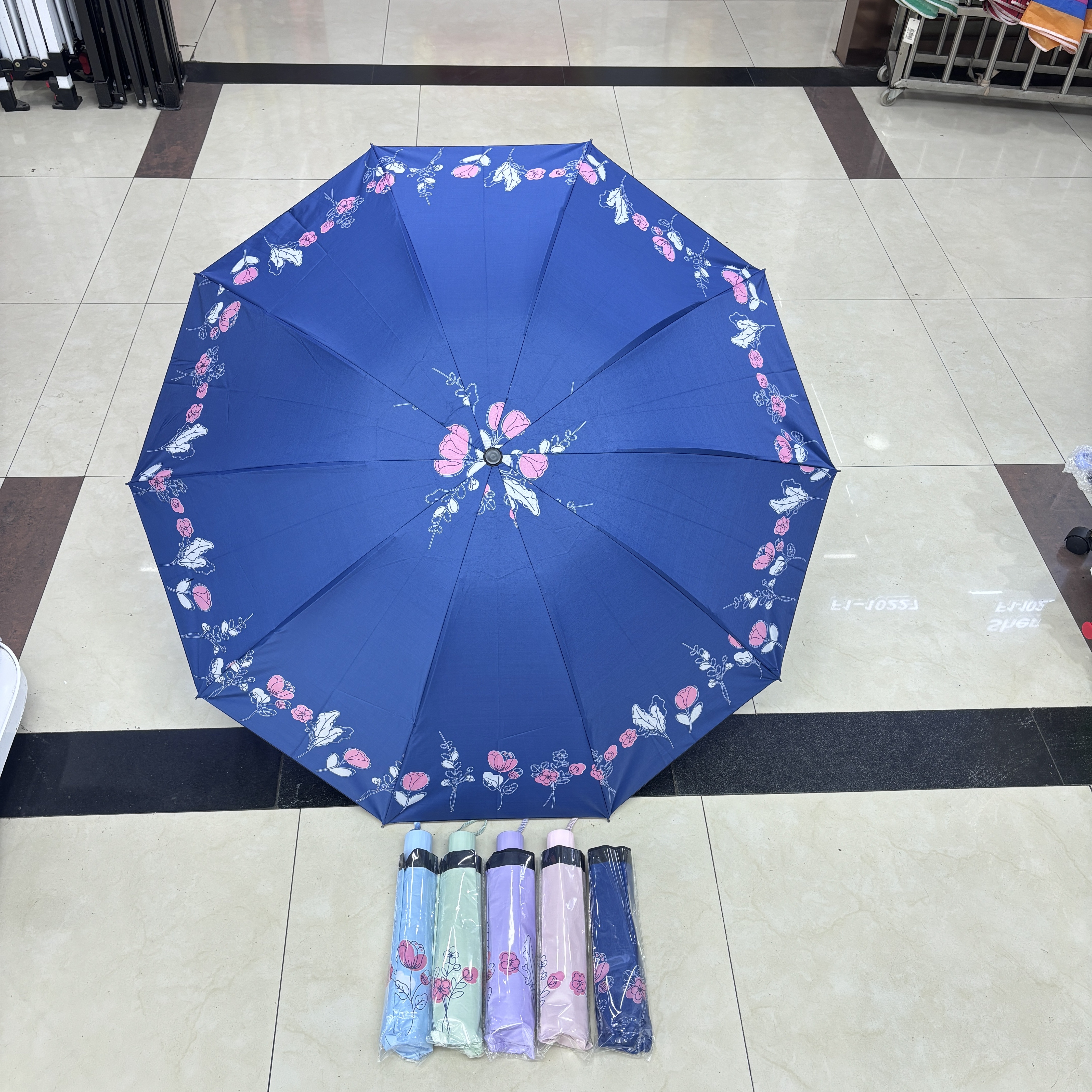 十骨黑胶印花太阳伞晴雨两用可定制logo广告伞详情图1