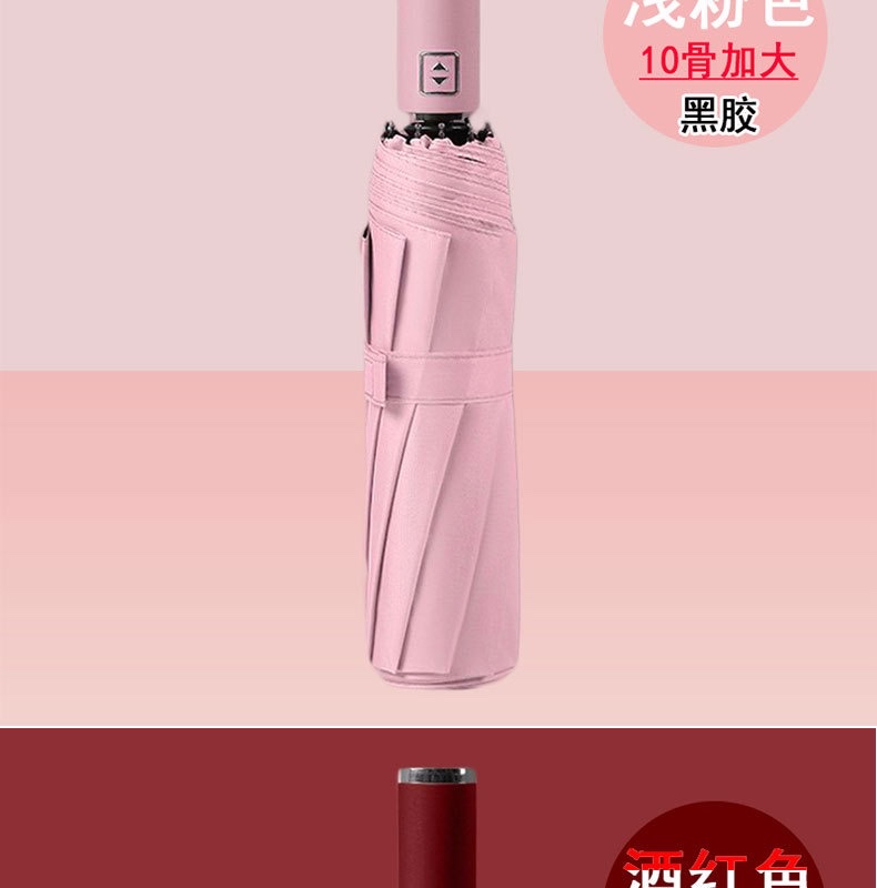 Fully automatic umbrella, sun protection, waterproof, three-fold umbrella, multi-functional 3rd generation Xiaomi black vinyl advertising business folding umbrella detail image 11