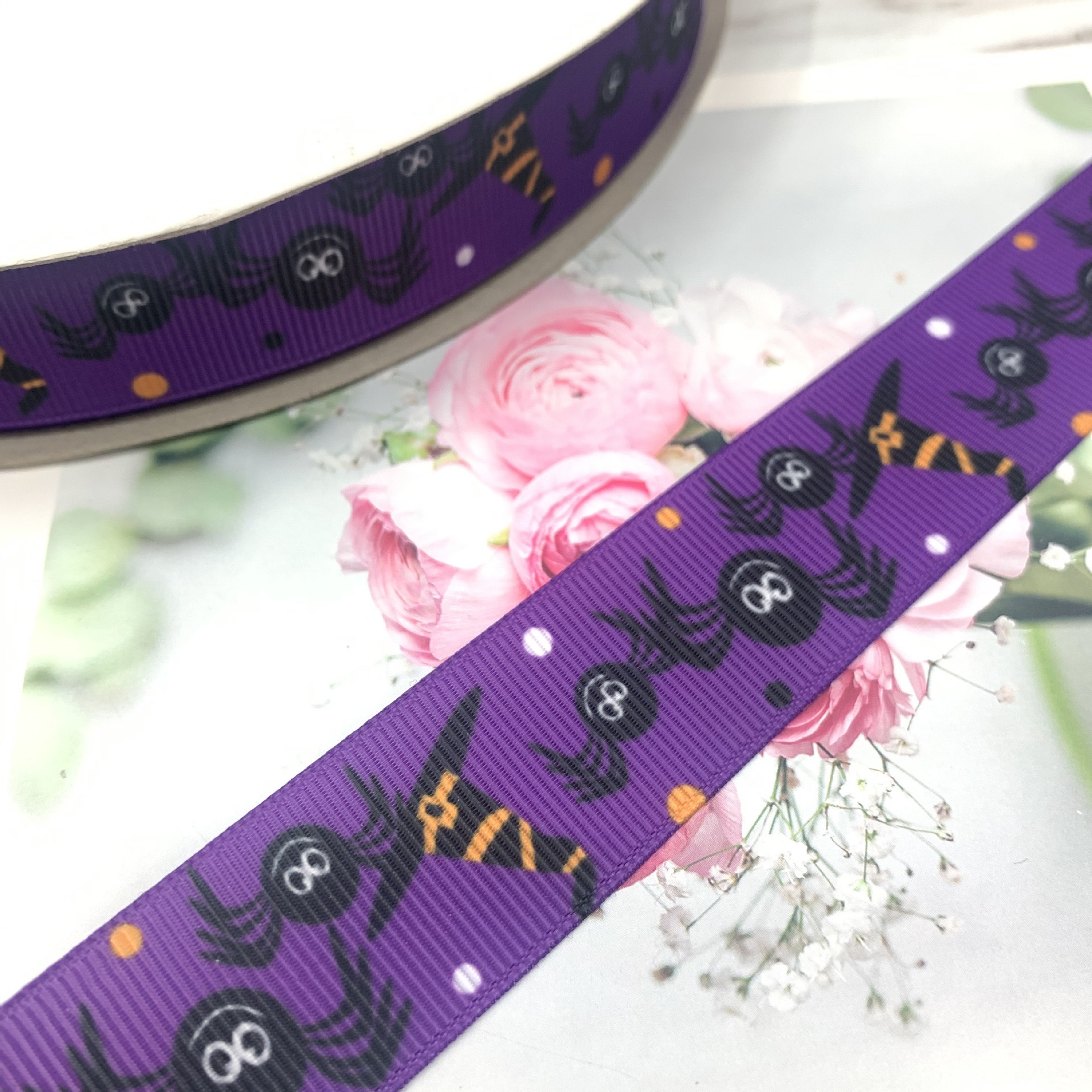 New Halloween printed webbing, DIY handmade materials, gift box packaging, ribbon clothing accessories, ribbon wholesale detail image 15