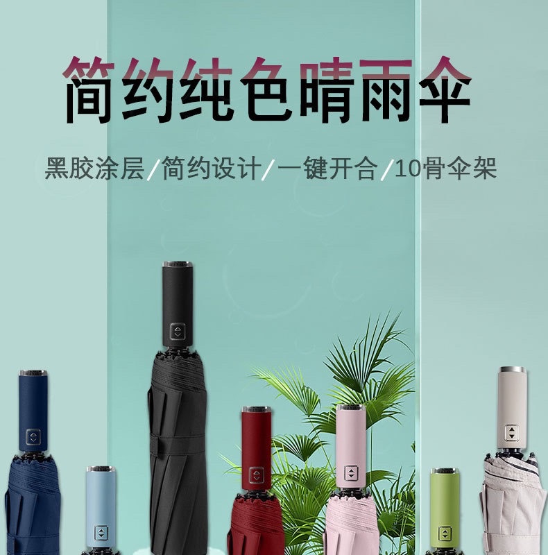 Fully automatic umbrella, sun protection, waterproof, three-fold umbrella, multi-functional 3rd generation Xiaomi black vinyl advertising business folding umbrella detail image 1