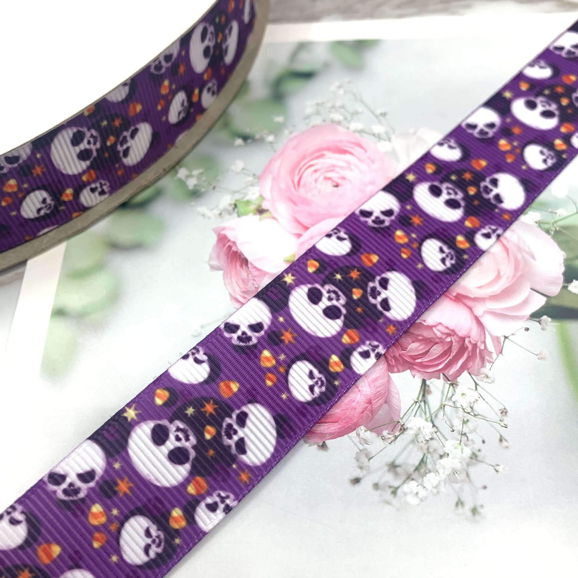 New Halloween printed webbing, DIY handmade materials, gift box packaging, ribbon clothing accessories, ribbon wholesale detail image 6
