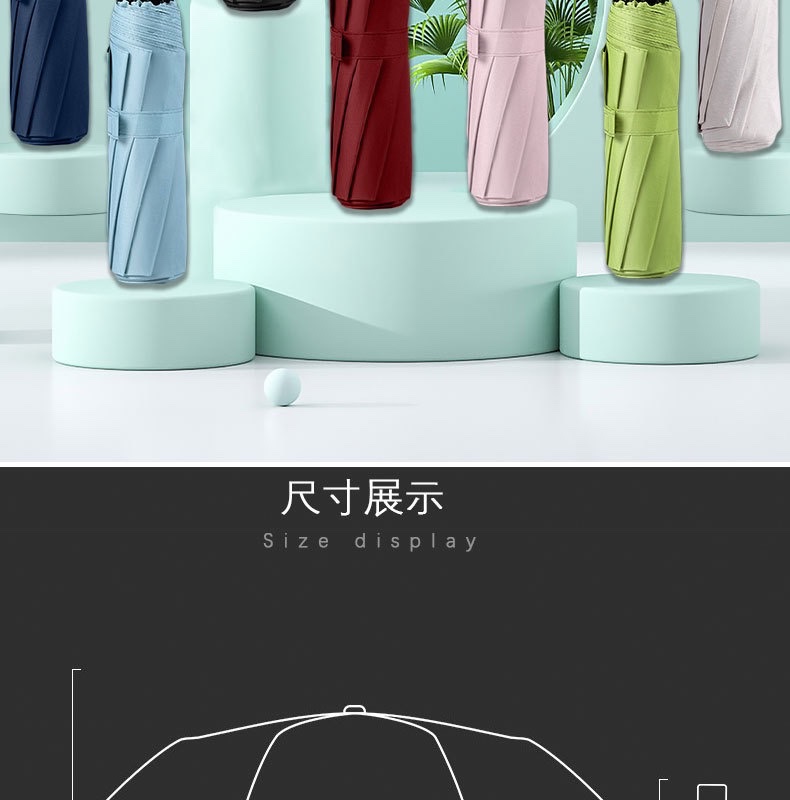 Fully automatic umbrella, sun protection, waterproof, three-fold umbrella, multi-functional 3rd generation Xiaomi black vinyl advertising business folding umbrella detail image 2