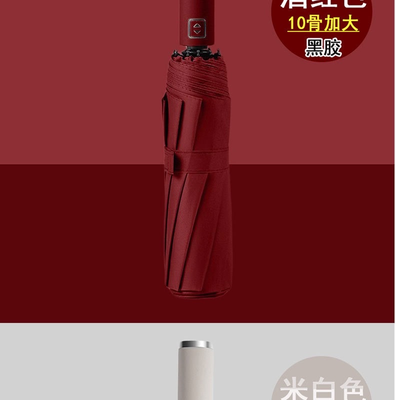 Fully automatic umbrella, sun protection, waterproof, three-fold umbrella, multi-functional 3rd generation Xiaomi black vinyl advertising business folding umbrella detail image 12