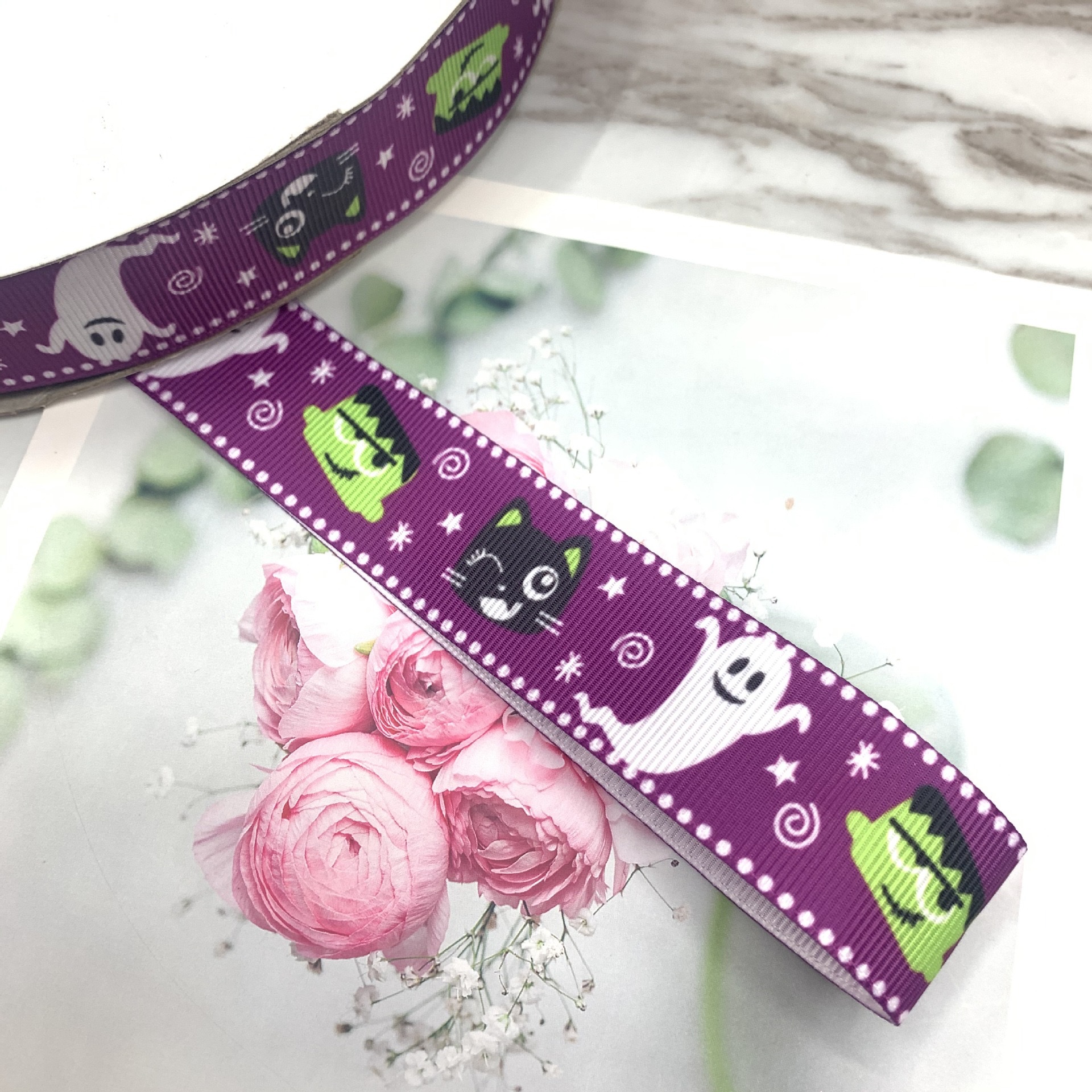 New Halloween printed webbing, DIY handmade materials, gift box packaging, ribbon clothing accessories, ribbon wholesale detail image 7