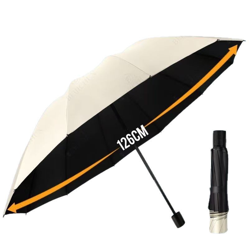 12-bone super large umbrella, large folding sturdy umbrella, all-weather umbrella, black rubber sun protection and shade umbrella, customized advertising umbrella Item Picture