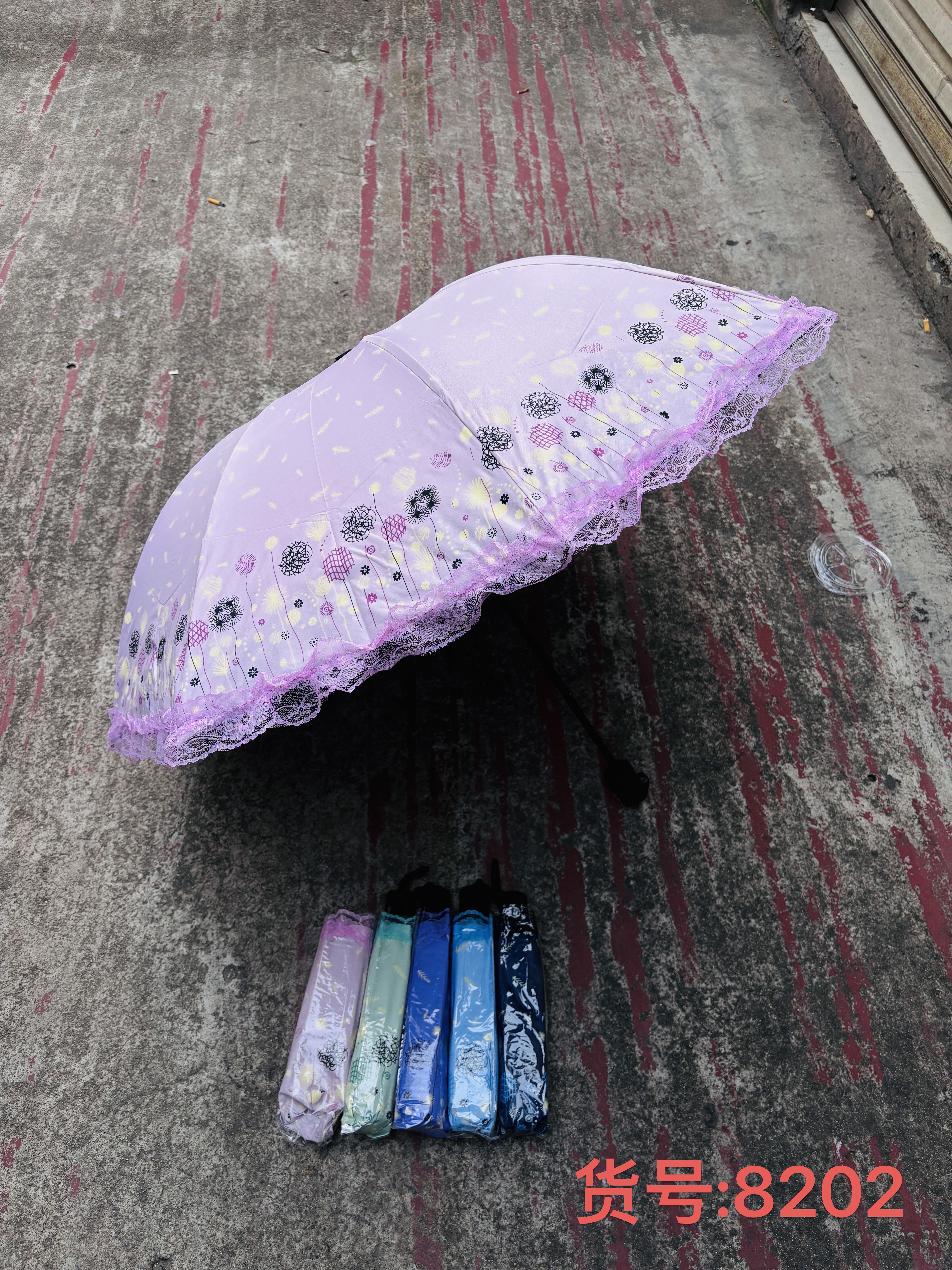 New all-weather umbrella, black rubber sun protection and UV protection, lace trim sun umbrella, women's eight-strand reinforced sun umbrella details Picture