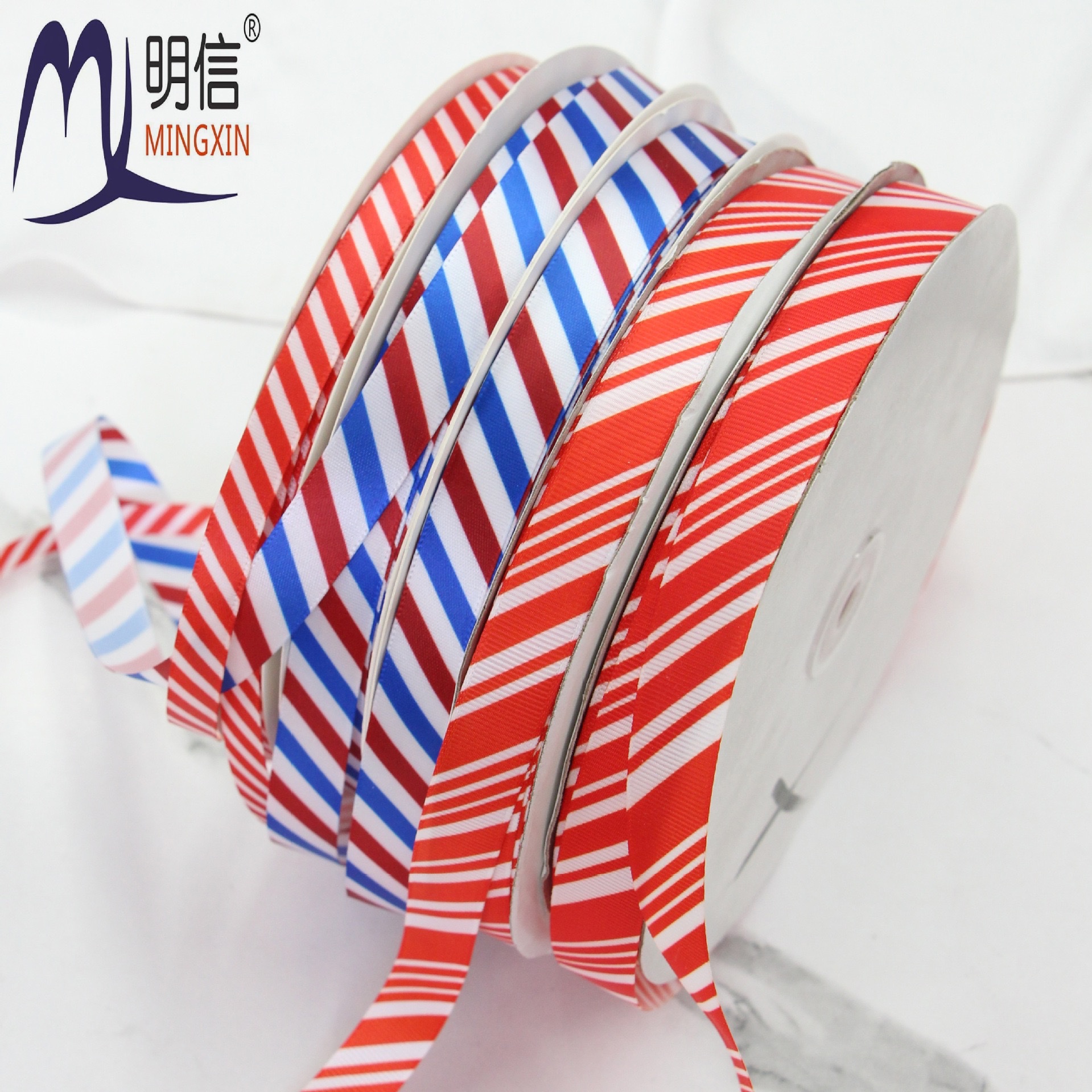 Cross-border festival diagonal striped threaded bow webbing ribbon gift box packaging decoration auxiliary materials details Picture