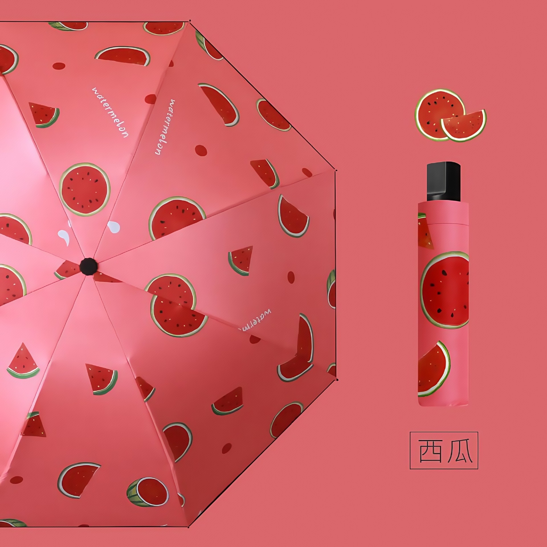 Fruit thickened umbrellas, sun umbrellas, UV-resistant black rubber wholesale, simple sunshade umbrellas, all-weather folding umbrellas Item Picture