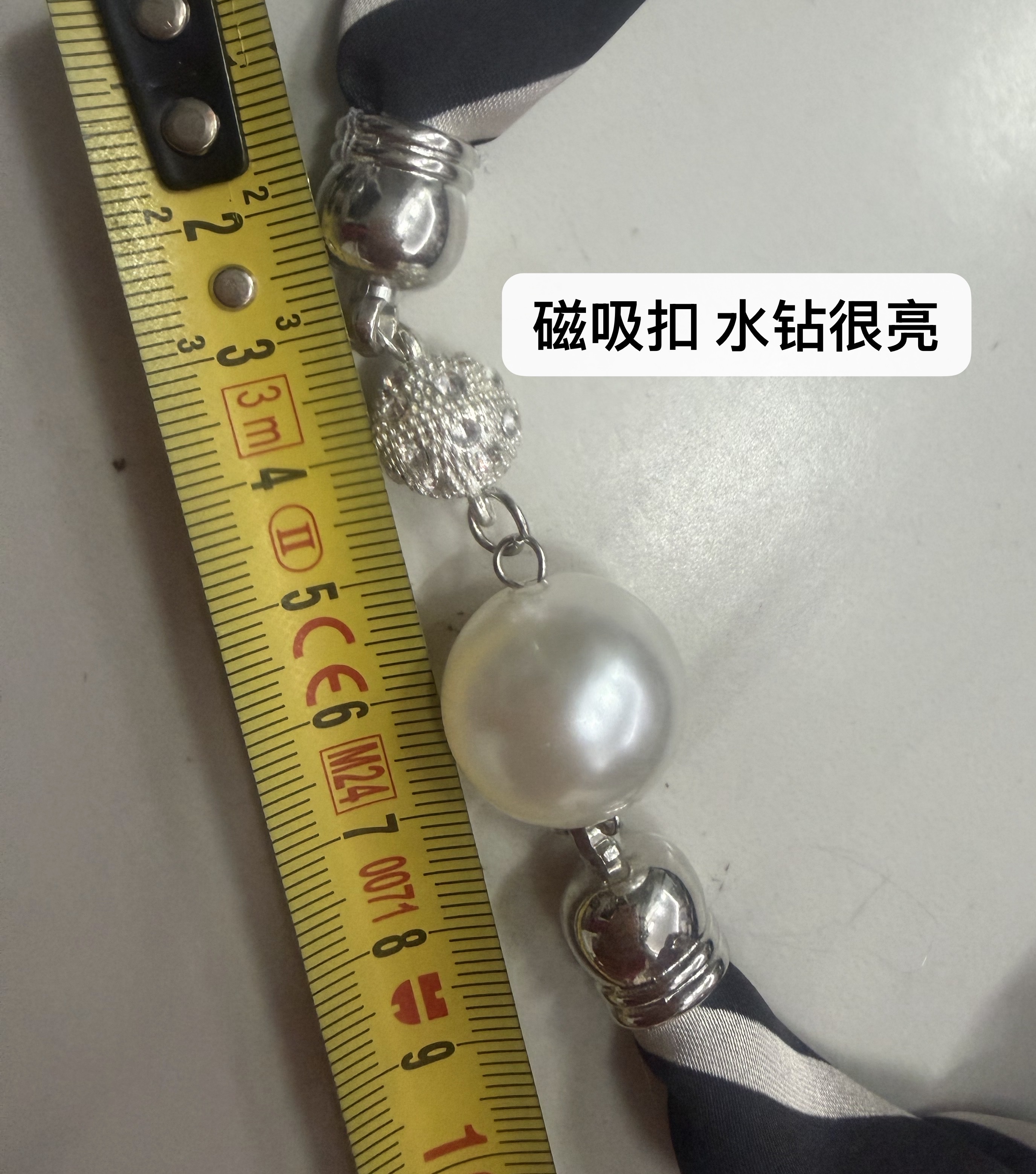 Bestseller ZZMS053# Pearl with Diamond magnetic clasp Necklace Silk Scarf detail image 16