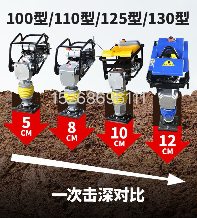 手扶冲击夯 汽   的油 跳跳夯电动柴  油 立式打夯机建筑工地地基压实夯地 detail image 6