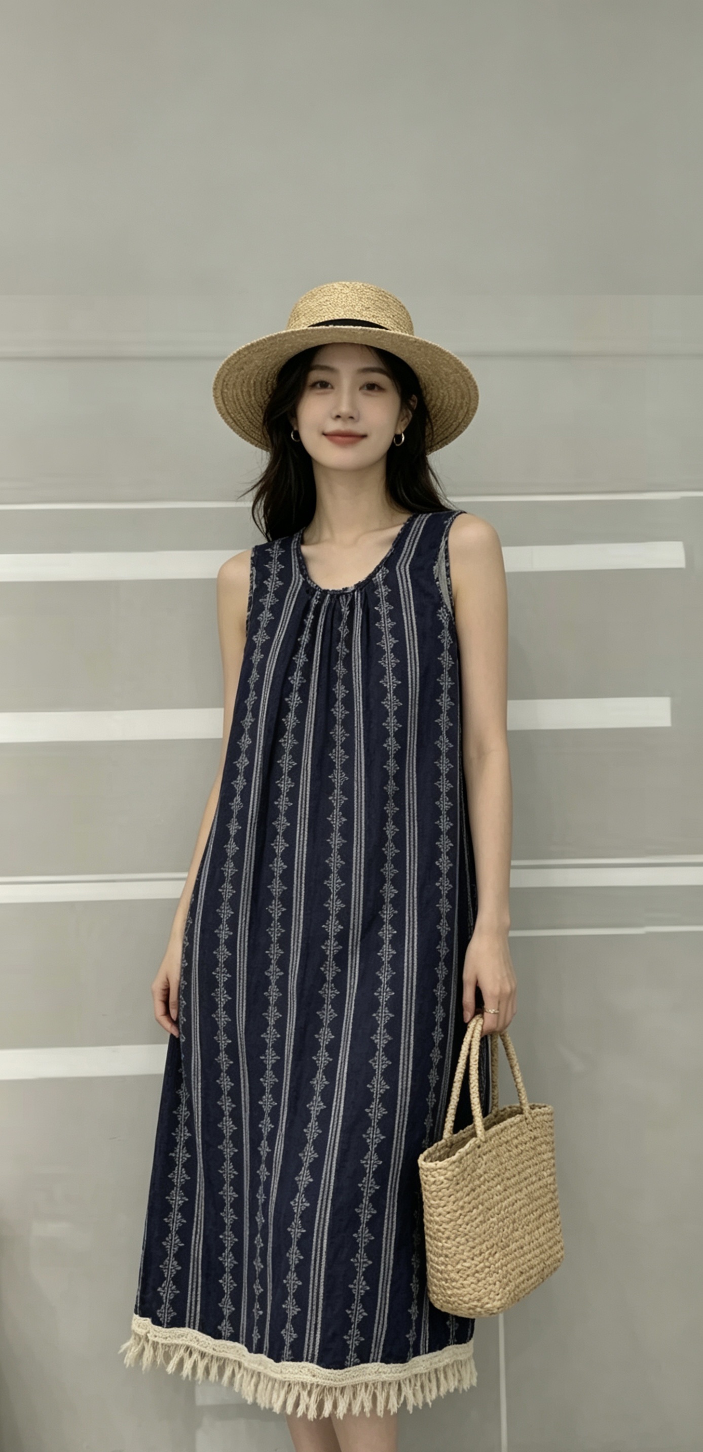 复古提花设计感女式夏季2026新款圆领法式牛仔水洗短裙详情图1